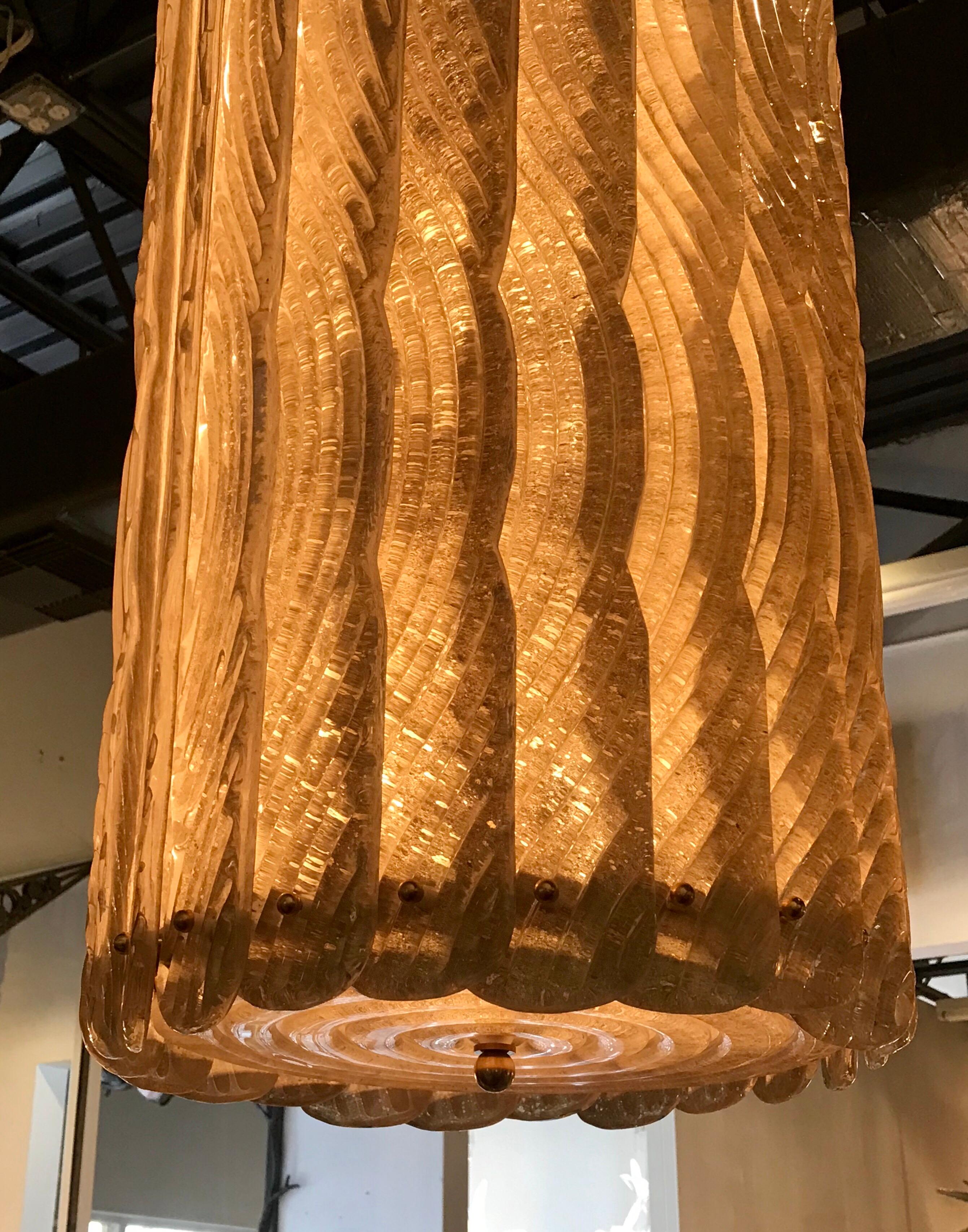 Modern Pair of Murano Glass Lantern Chandeliers