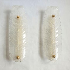 Pair of Murano Glass Leaf Sconces 1970s