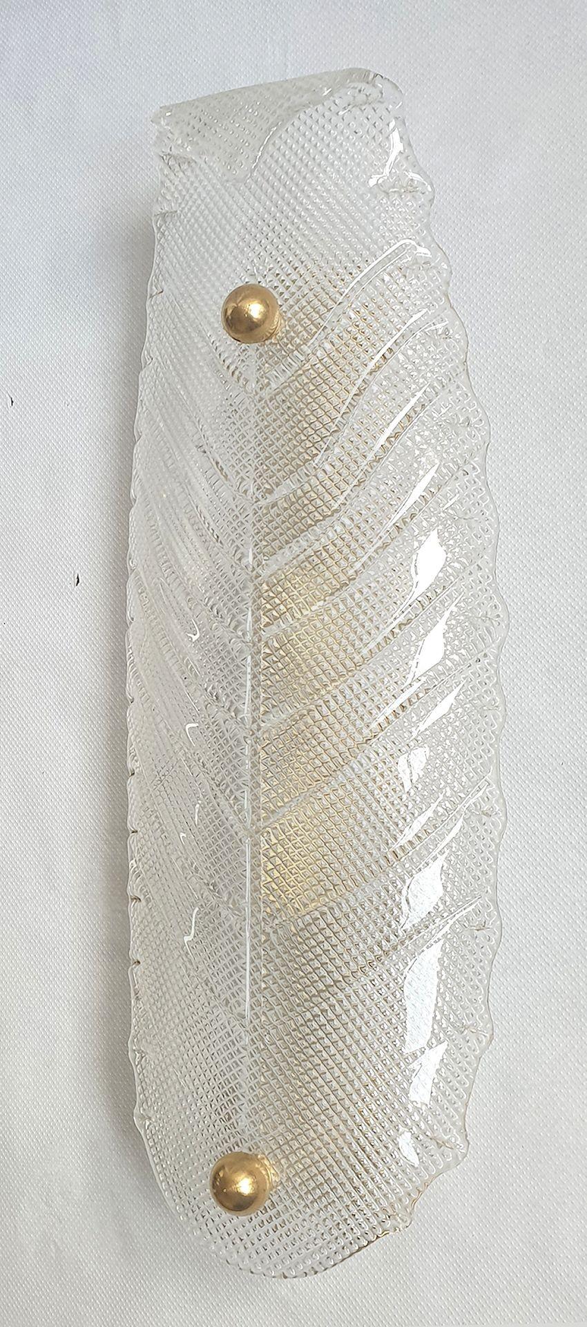 Paire d'appliques à feuilles en verre de Murano 1970 Excellent état - En vente à Dallas, TX