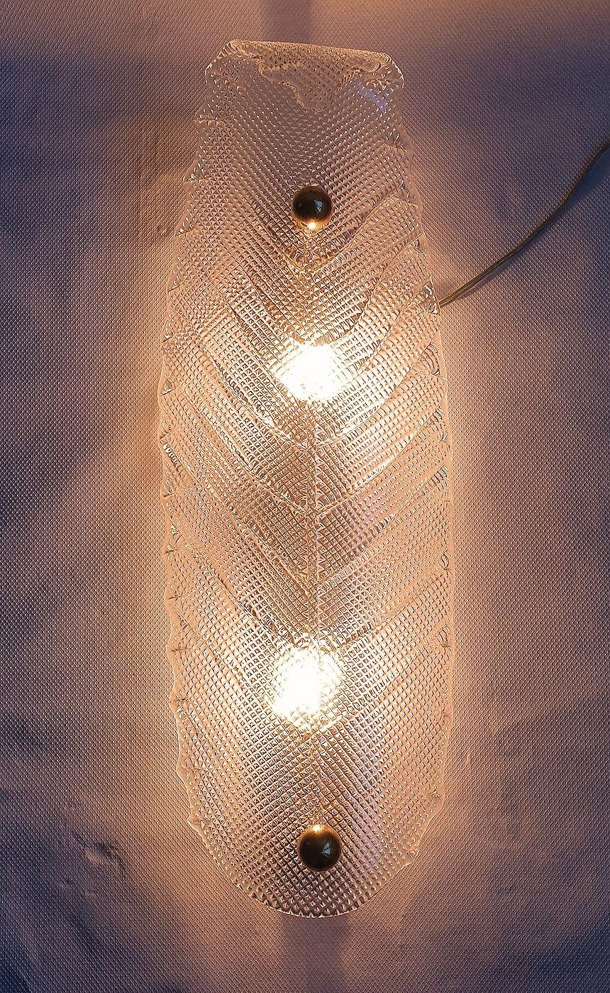 Fin du 20e siècle Paire d'appliques à feuilles en verre de Murano 1970 en vente