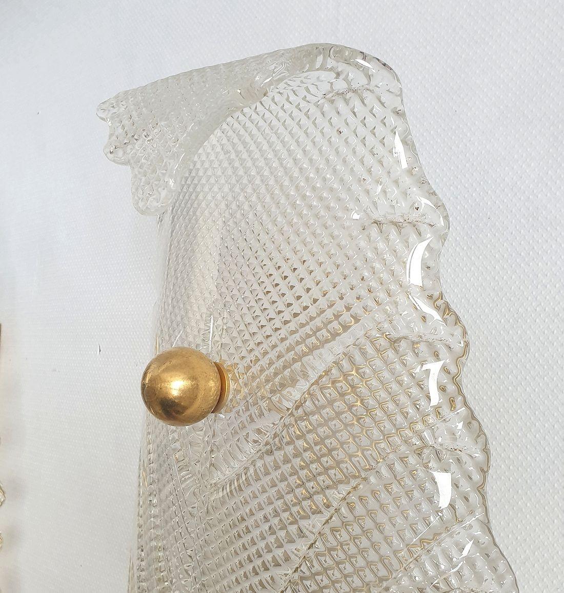 Paire d'appliques à feuilles en verre de Murano 1970 en vente 2