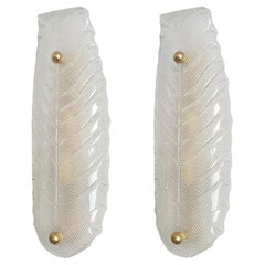 Paar Murano Glas Blatt Wandleuchter 1970er