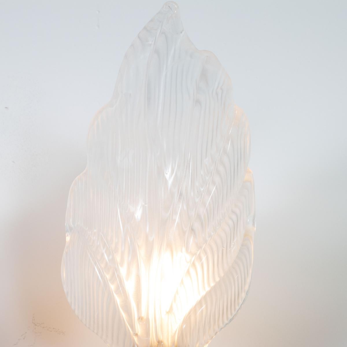 Pair of Murano glass leaf sconces For Sale 4