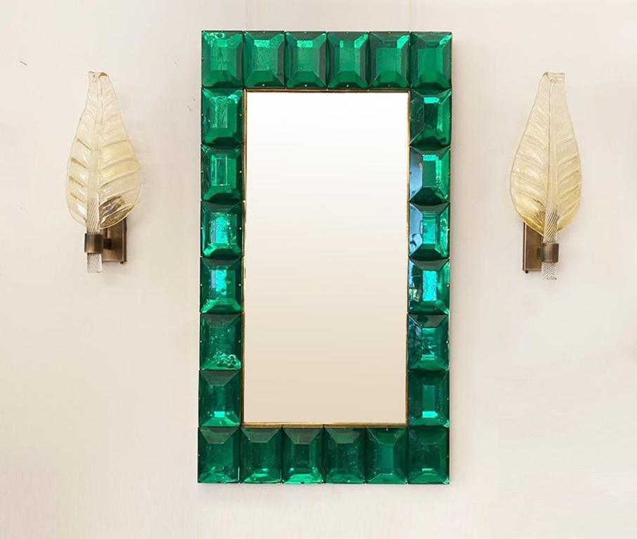 Bronze Pair of Murano Glass Leaf Wall Lights, Art Deco style, in Stock For Sale