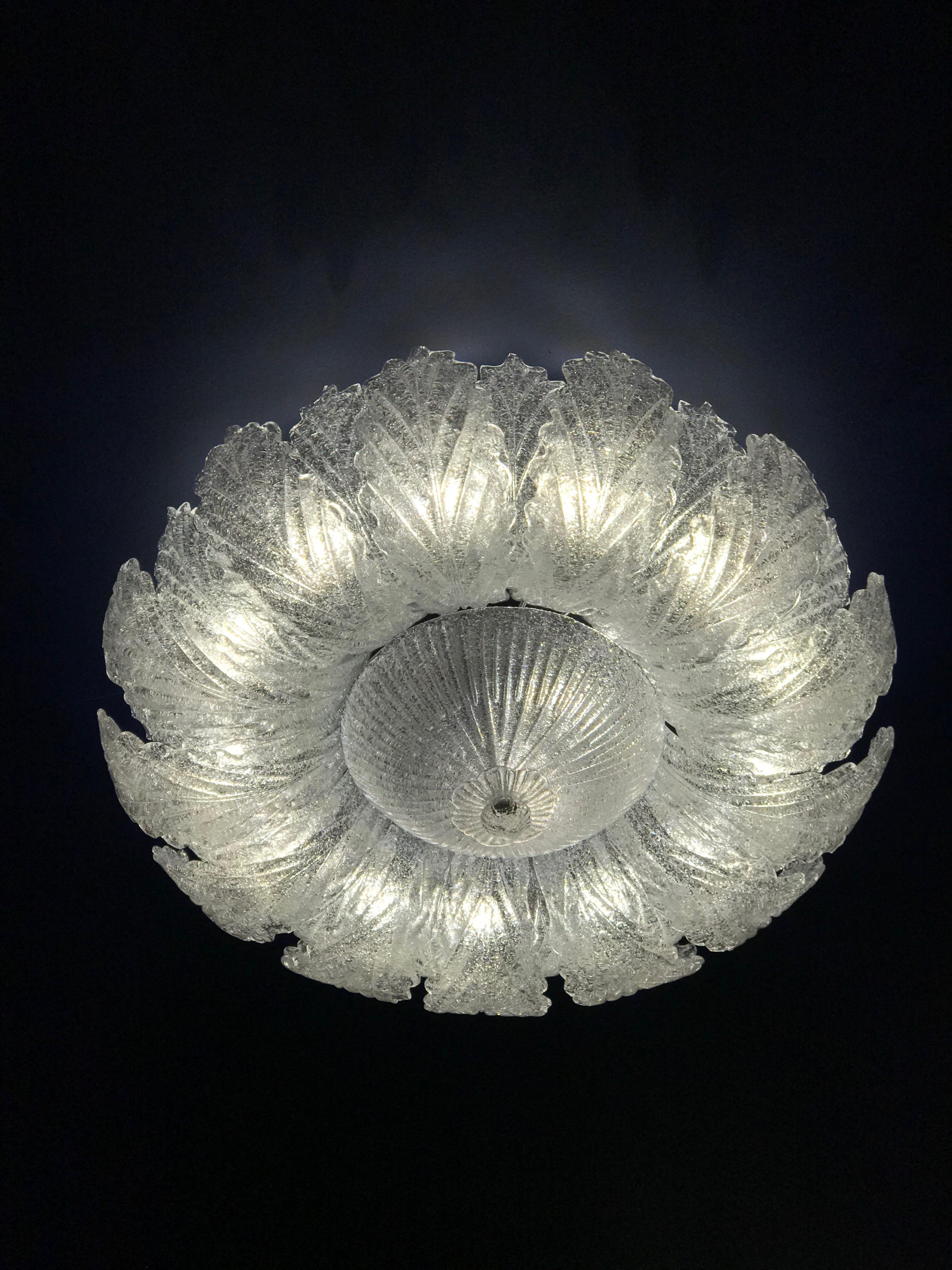 Pair of Murano Glass Leave Flush Mount or Ceiling Lights For Sale 3