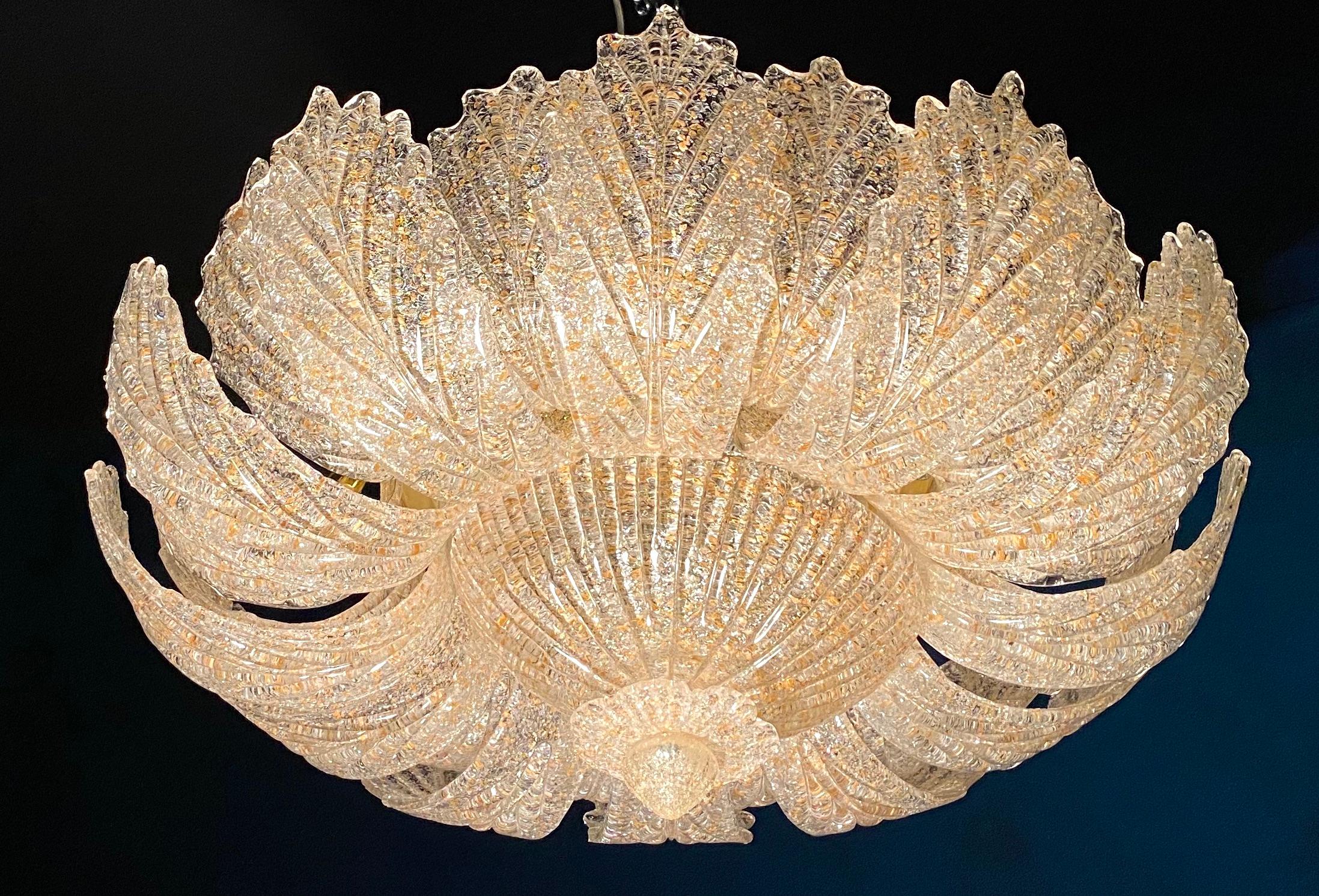 Pair of Murano Glass Leave Flush Mount or Ceiling Lights For Sale 7
