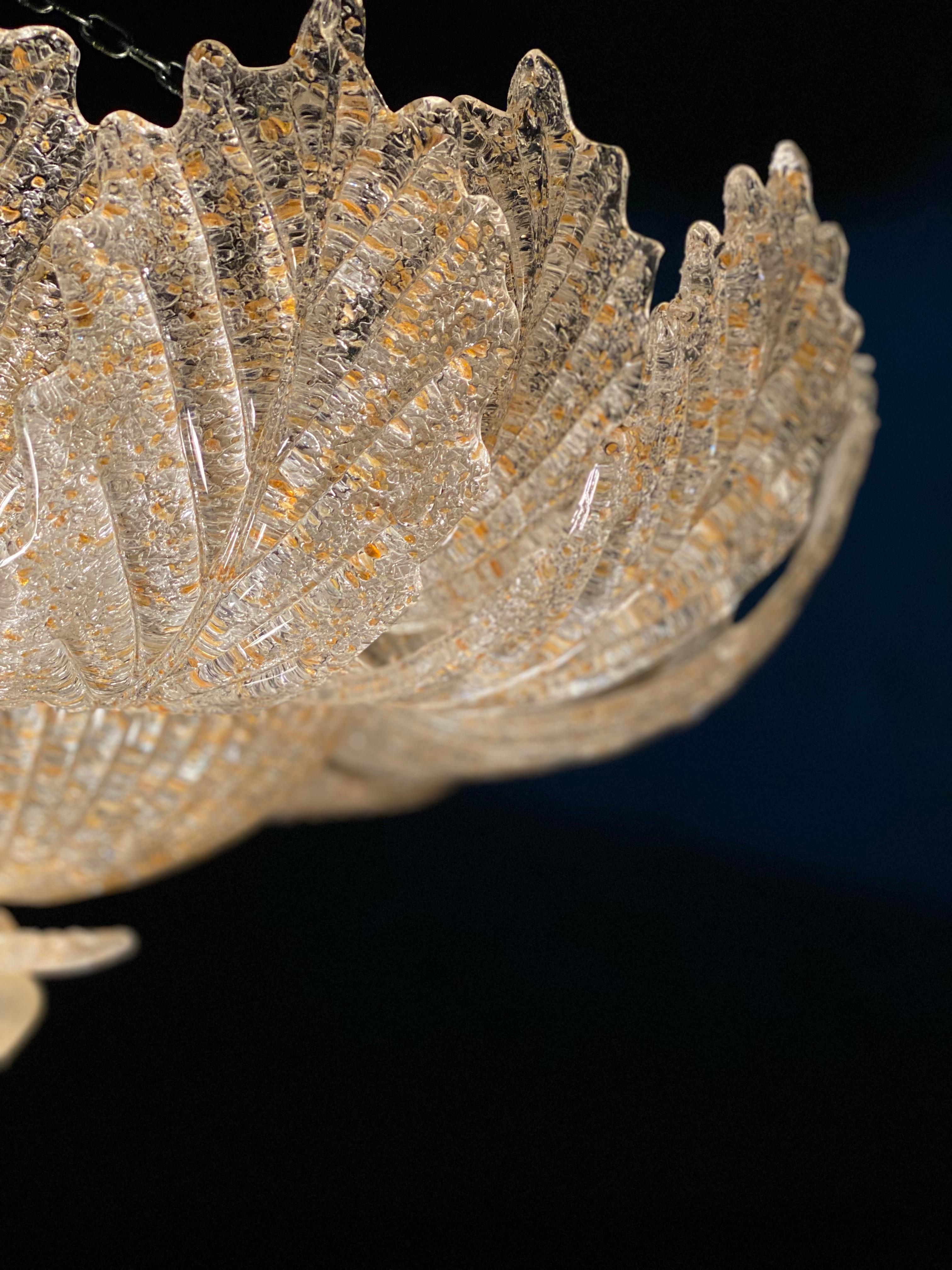 Pair of Murano Glass Leave Flush Mount or Ceiling Lights For Sale 9