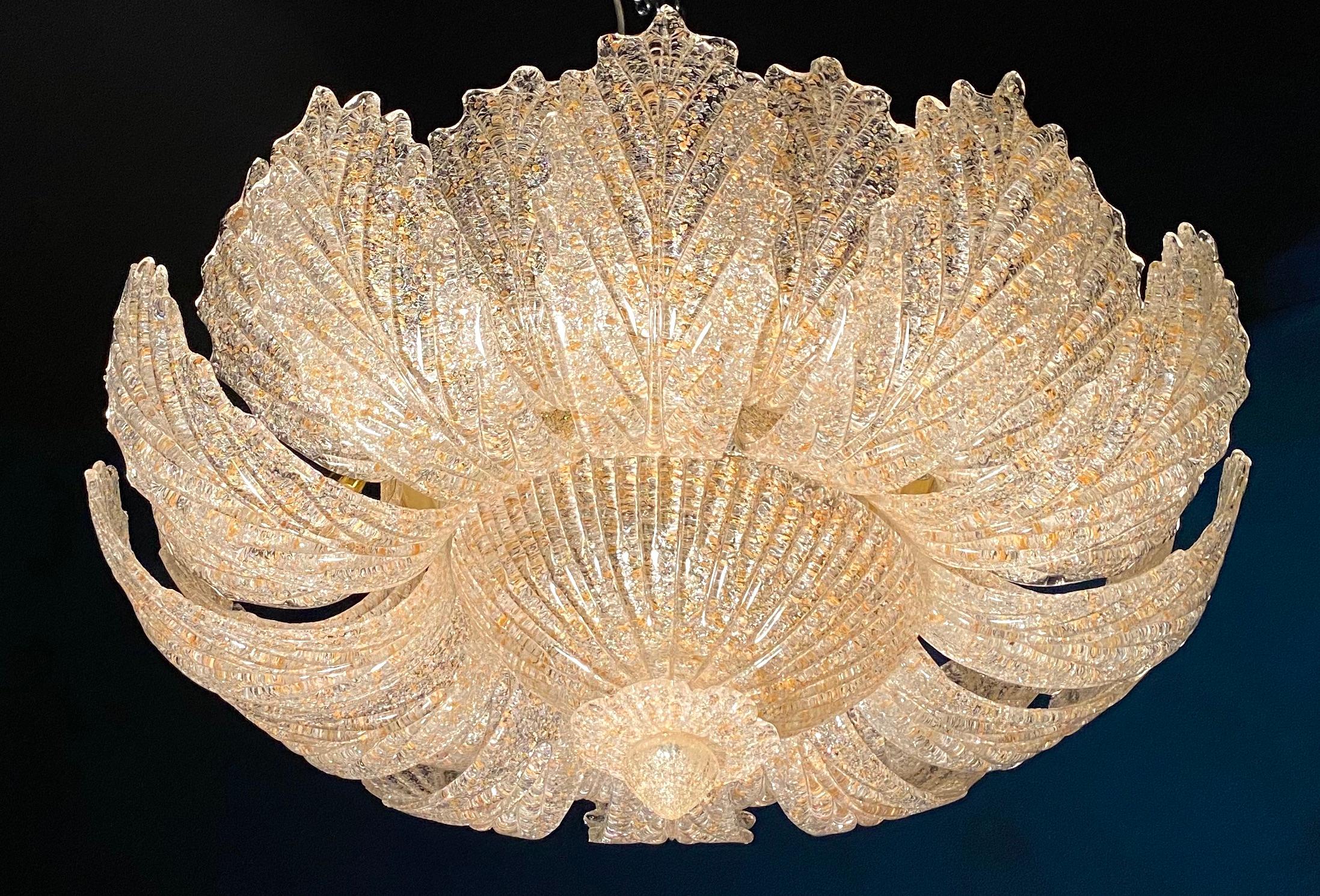 Pair of Murano Glass Leave Flush Mount or Ceiling Lights For Sale 9