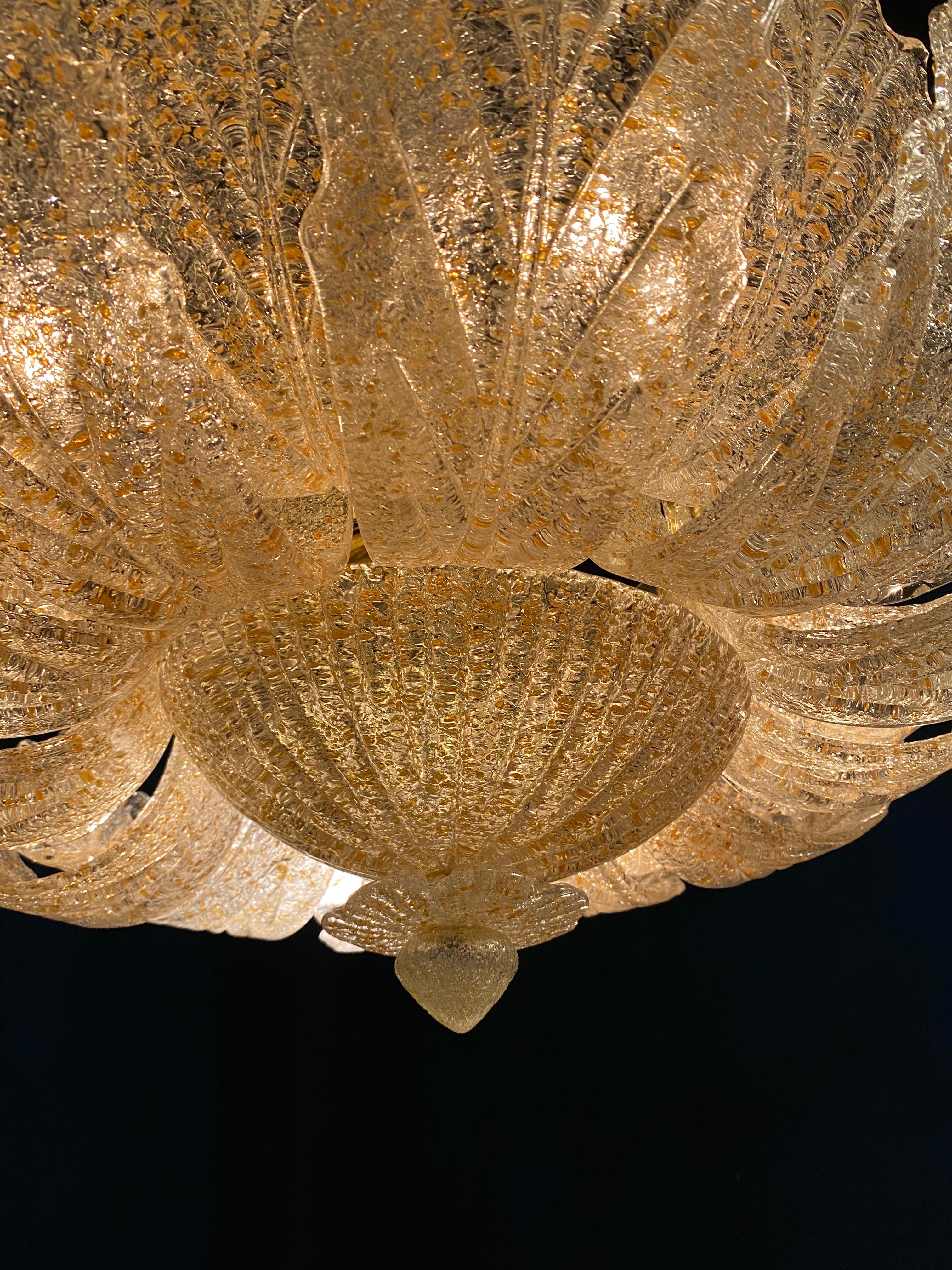 Contemporary Pair of Murano Glass Leave Flush Mount or Ceiling Lights For Sale