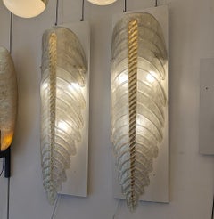 Pair of Murano Glass Leaves Wall Sconces