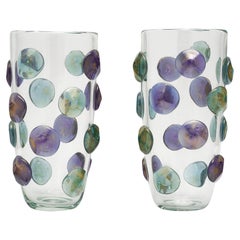 Pair of Murano Glass Medallion Vases