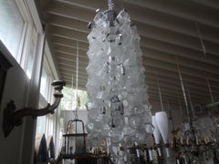 Pair of Murano Glass Mid-Century Modern Chain Link Chandeliers