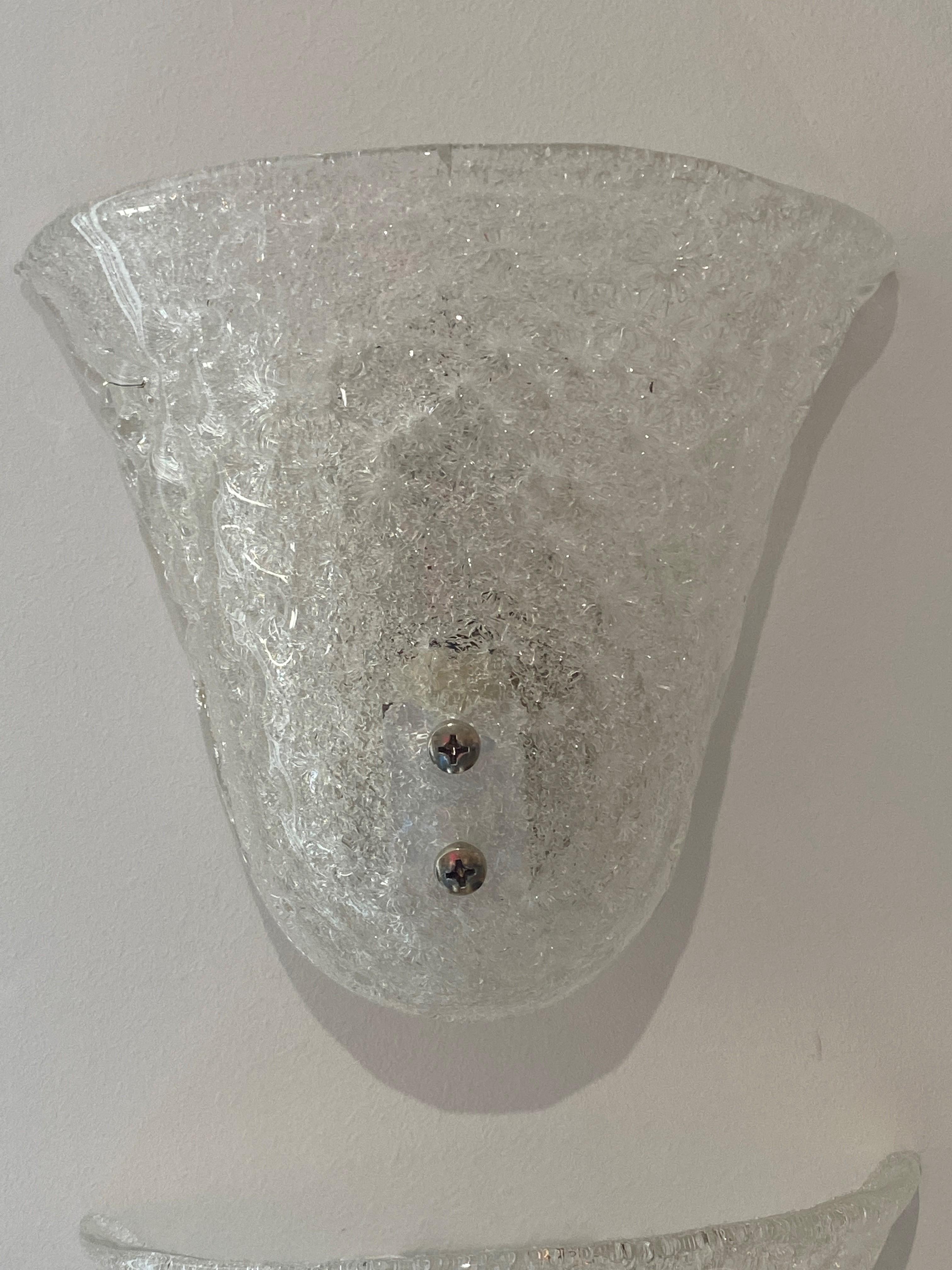 Enameled Pair of Murano Glass Mid-Century Modern Wall Sconces