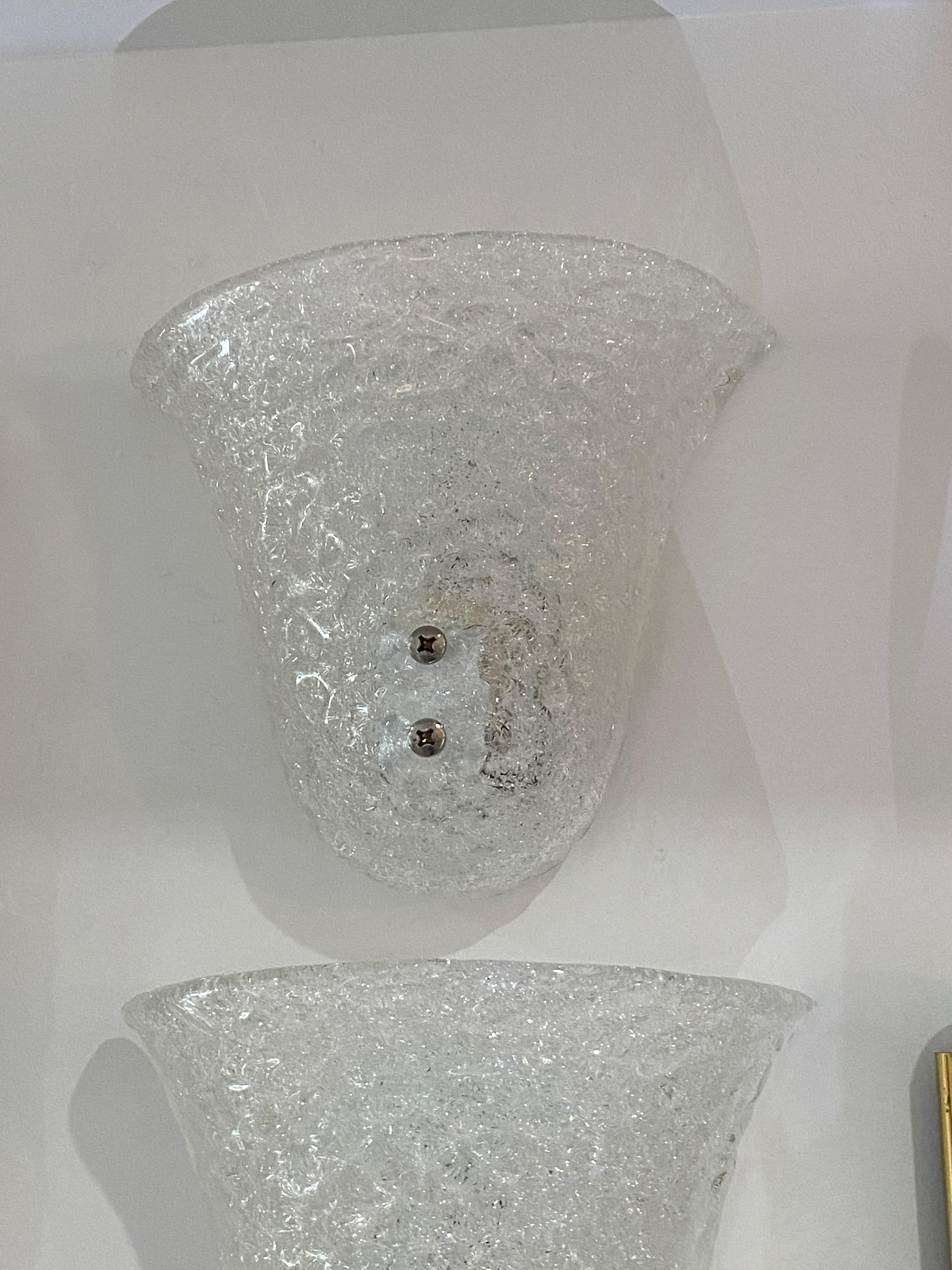 Pair of Murano Glass Mid-Century Modern Wall Sconces In Good Condition In West Palm Beach, FL