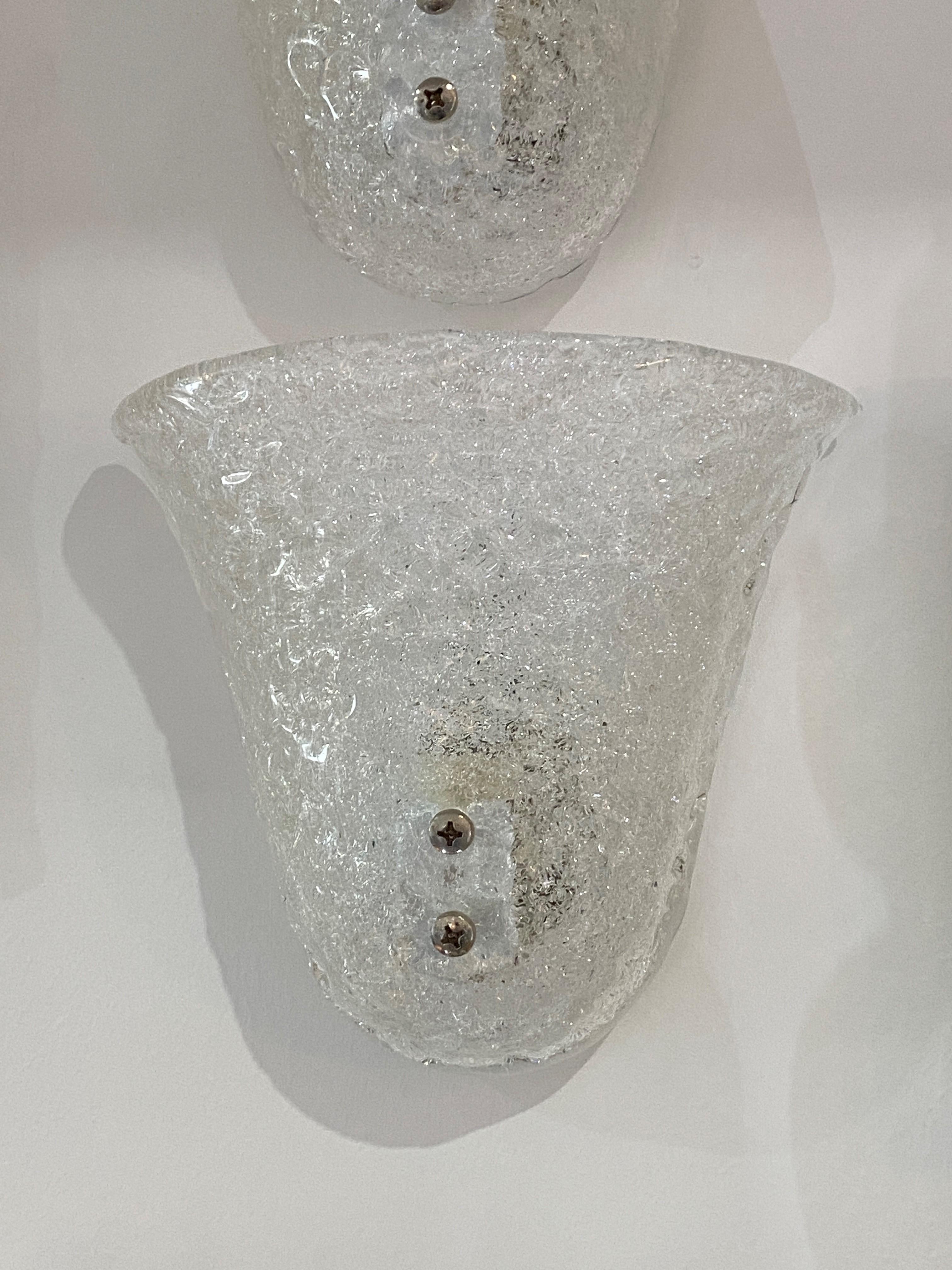 20th Century Pair of Murano Glass Mid-Century Modern Wall Sconces