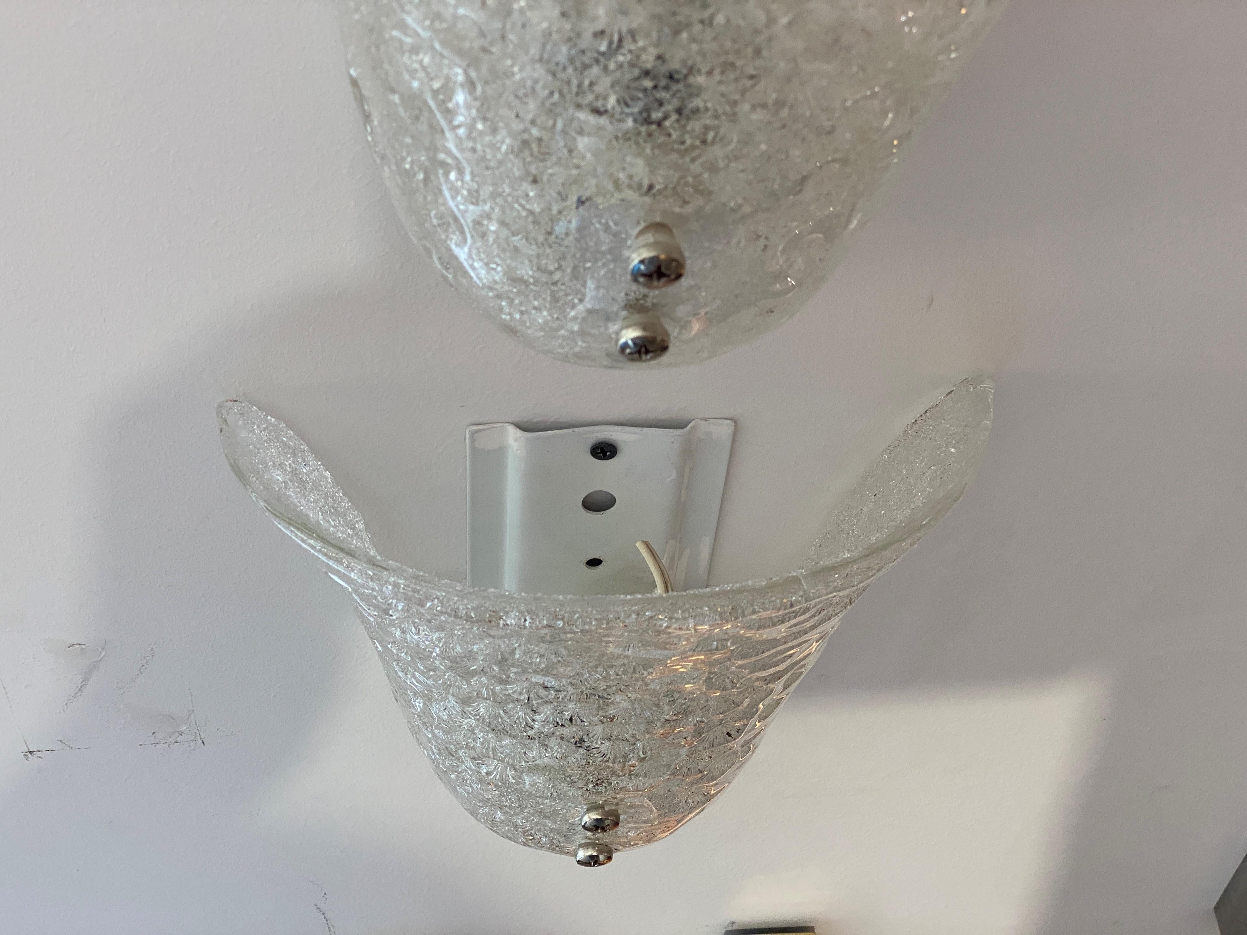Pair of Murano Glass Mid-Century Modern Wall Sconces 2