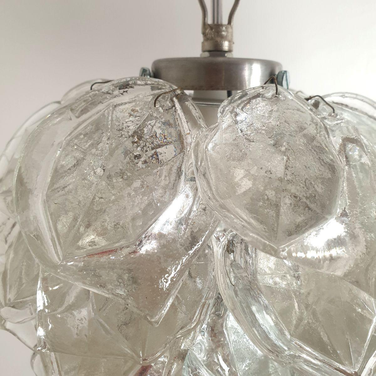 Acier Paire de suspensions du milieu du siècle en verre de Murano