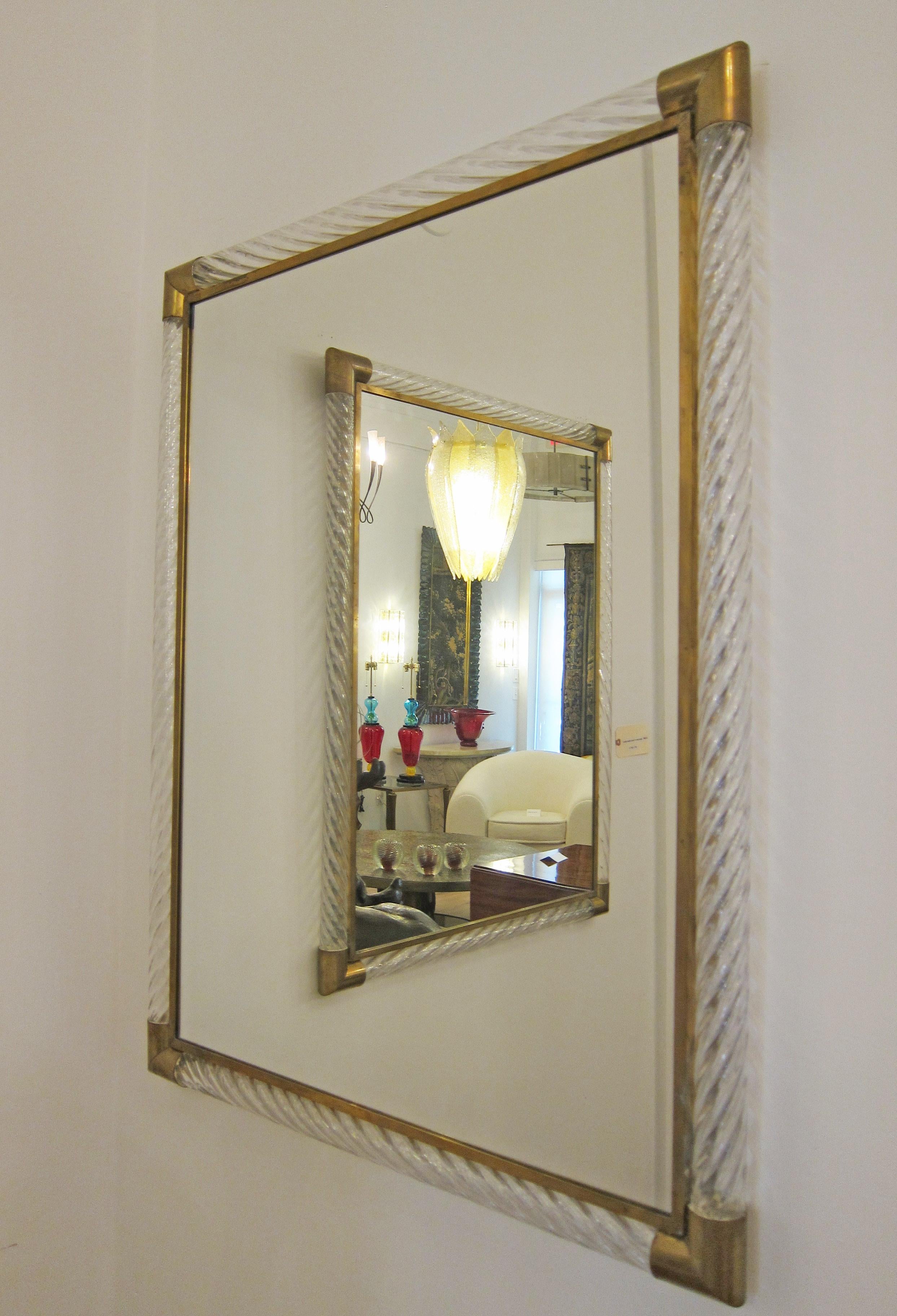 Mid-Century Modern Pair of Murano Glass Mirrors