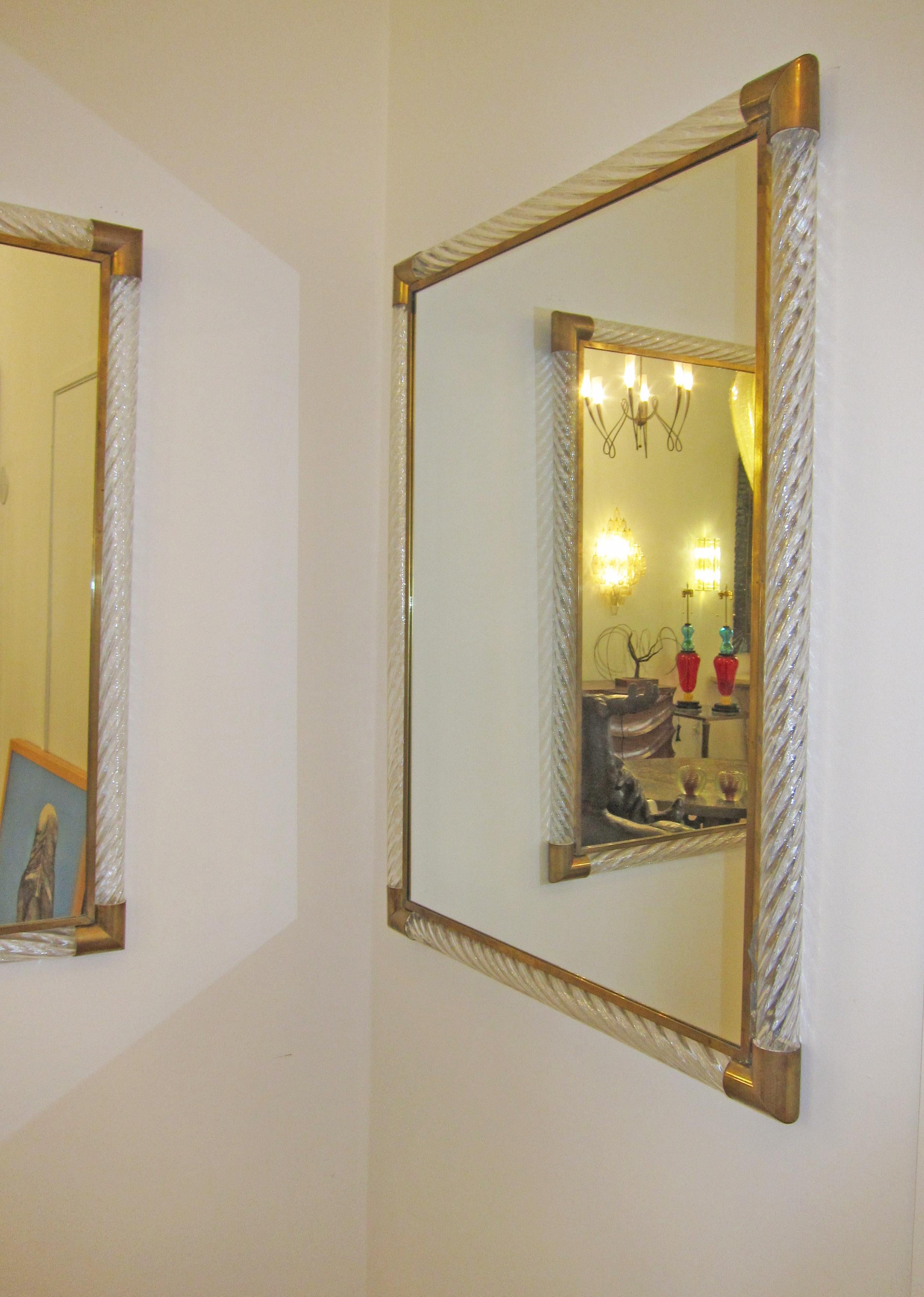 Pair of Murano Glass Mirrors In Excellent Condition In Miami, FL