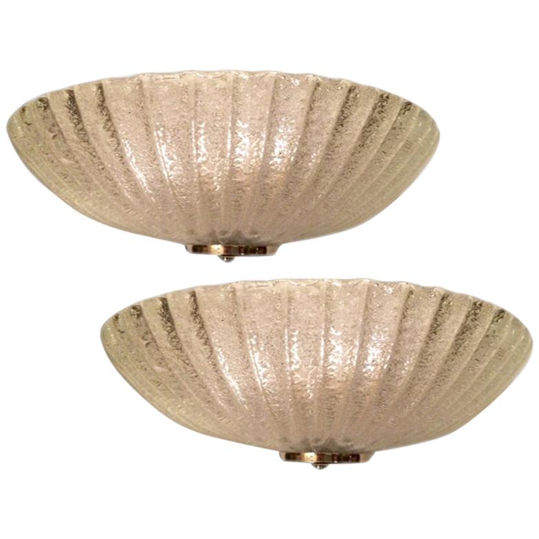 Pair of Murano Glass Moderne Sconces For Sale