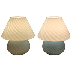 Pair of Murano Glass Mushroom Lamps (Small Version)