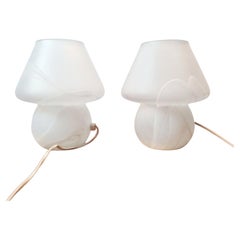 Pair of Murano Glass Mushroom Table Lamps , Italy 80s Pair of Murano Glass Mushroom Table Lamps , Italy 80s