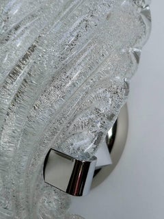Pair of Murano Glass Palm Leaves Shell Wall Lights Sconces, Italy, 1960s