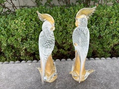 Pair Of Murano Glass Parrots
