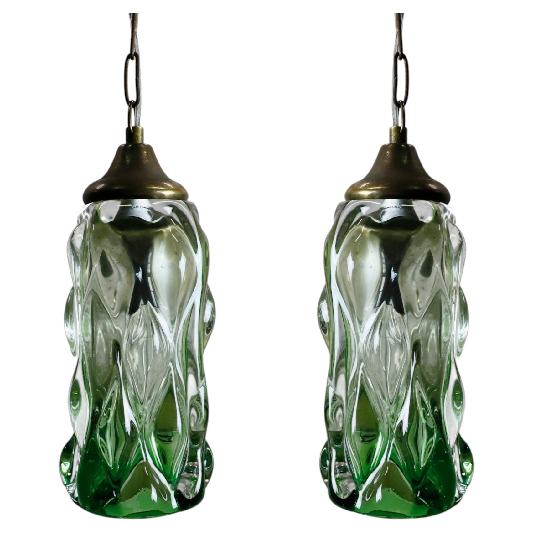 Pair of Murano Glass Pendant Lamps
