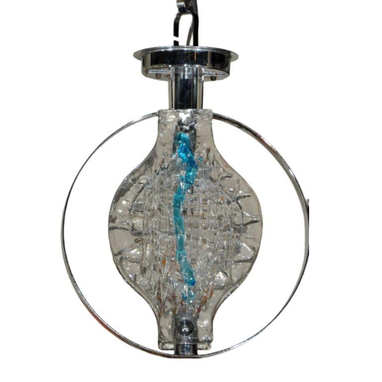 Mid-20th Century Vistosi Gino Murano Glass Pendant Lights, Pair For Sale