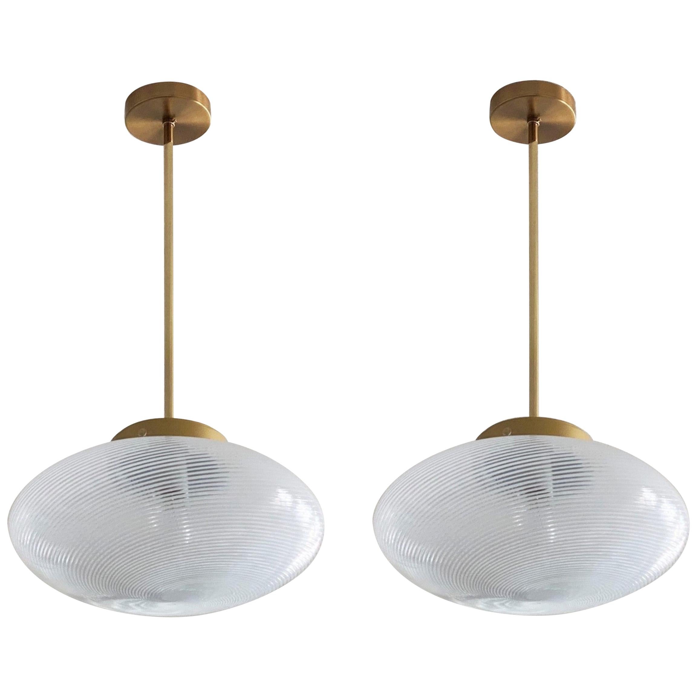 Venini Pair of Murano Glass Pendants by Ludovico Diaz De Santillan, Italy, 1960s