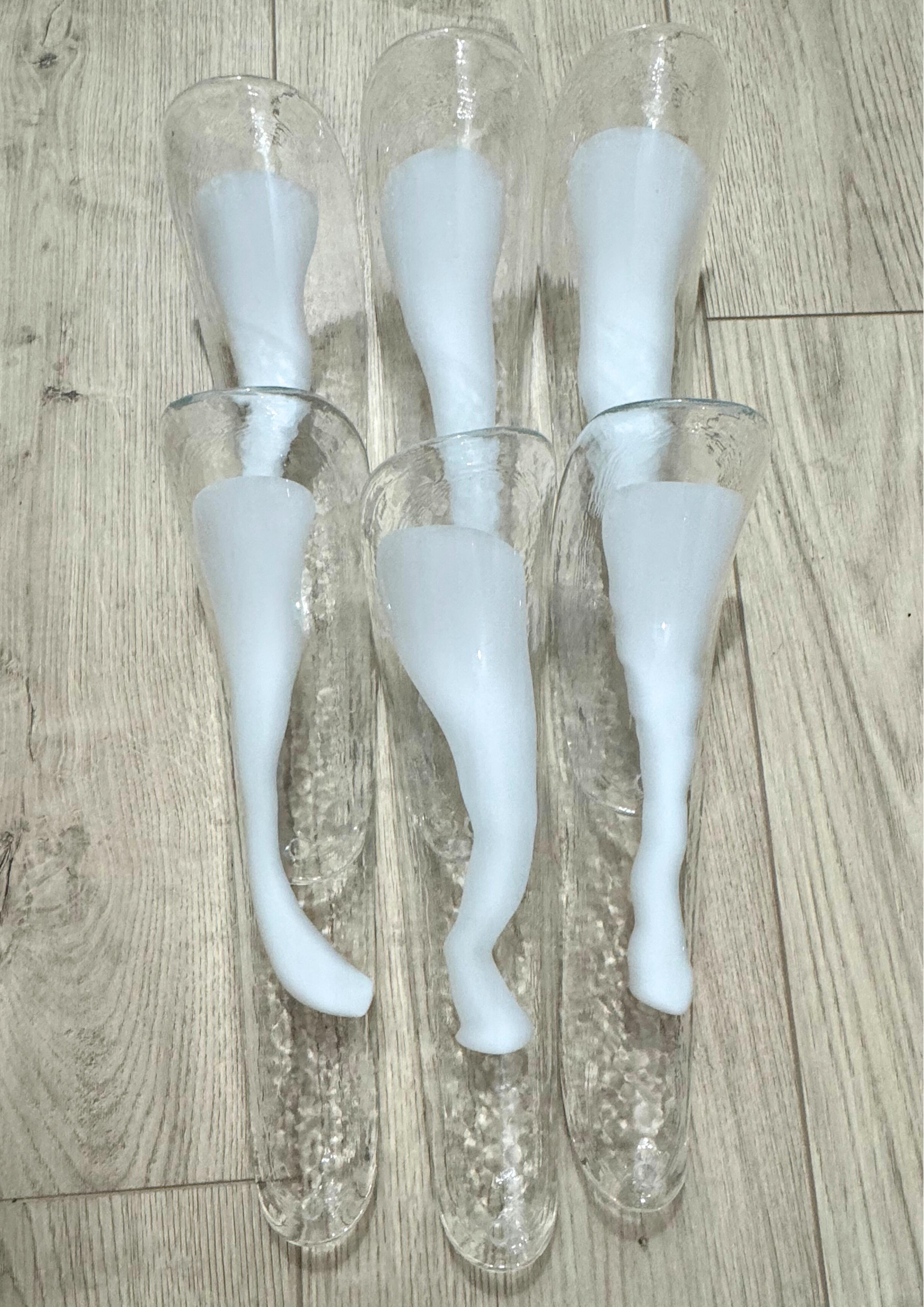 Paire de lampes de bureau à pétales en verre de Murano, ensemble de 2 lampes à fleurs en verre vénitien en vente 5