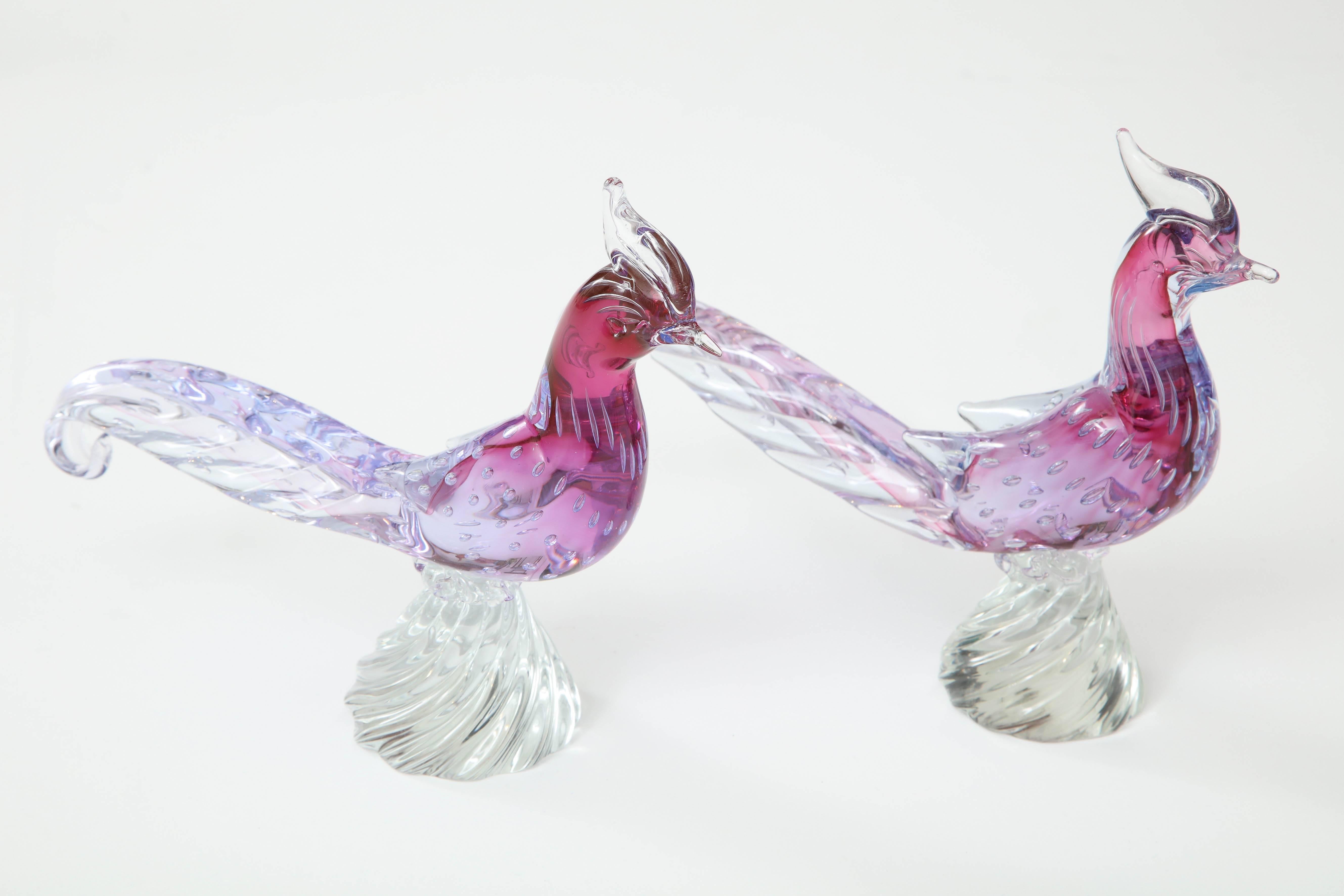 Pair of Murano Glass Pheasants 1