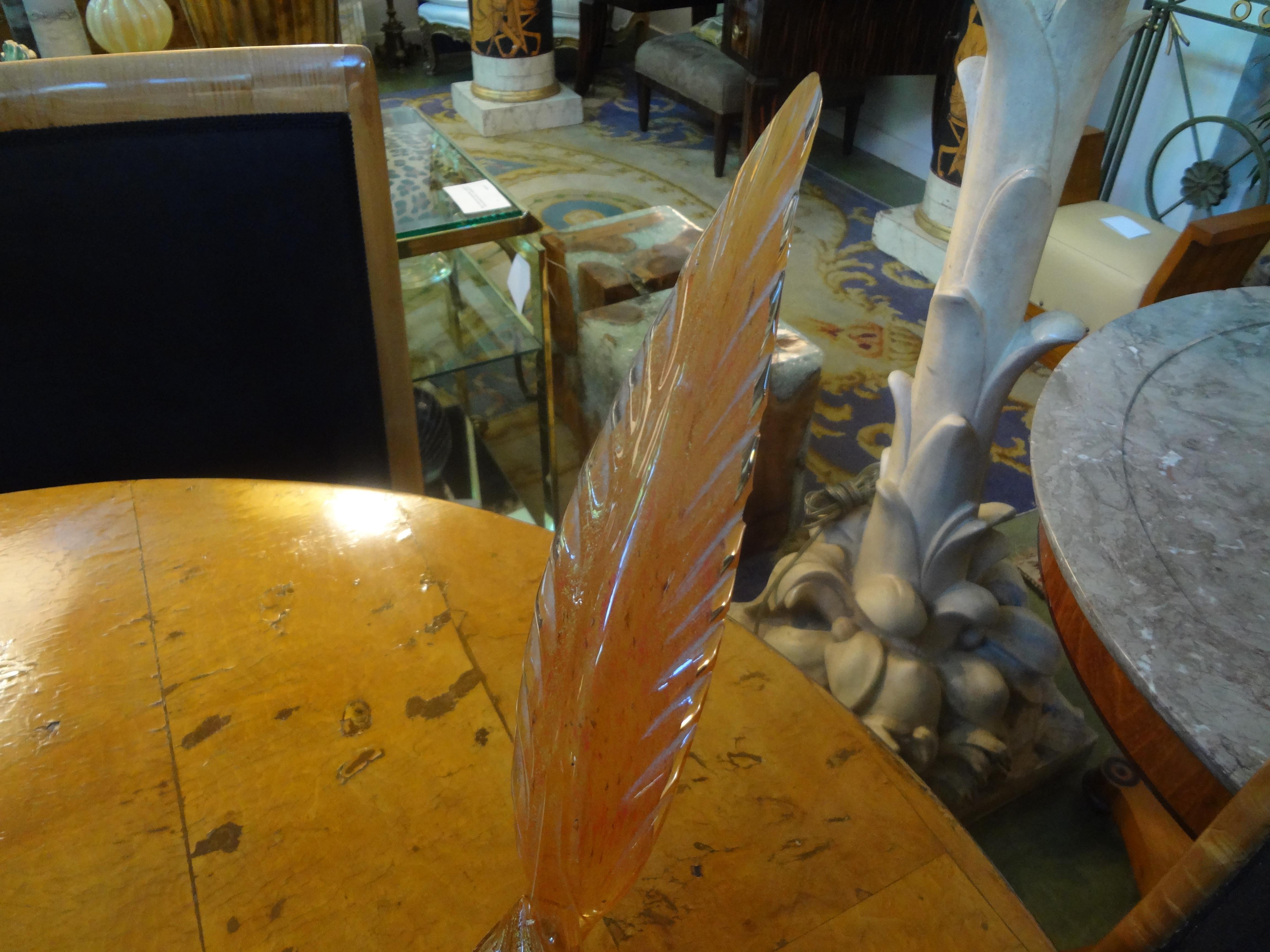Hollywood Regency Pair of Murano Glass Pheasants, Salviati Attributed