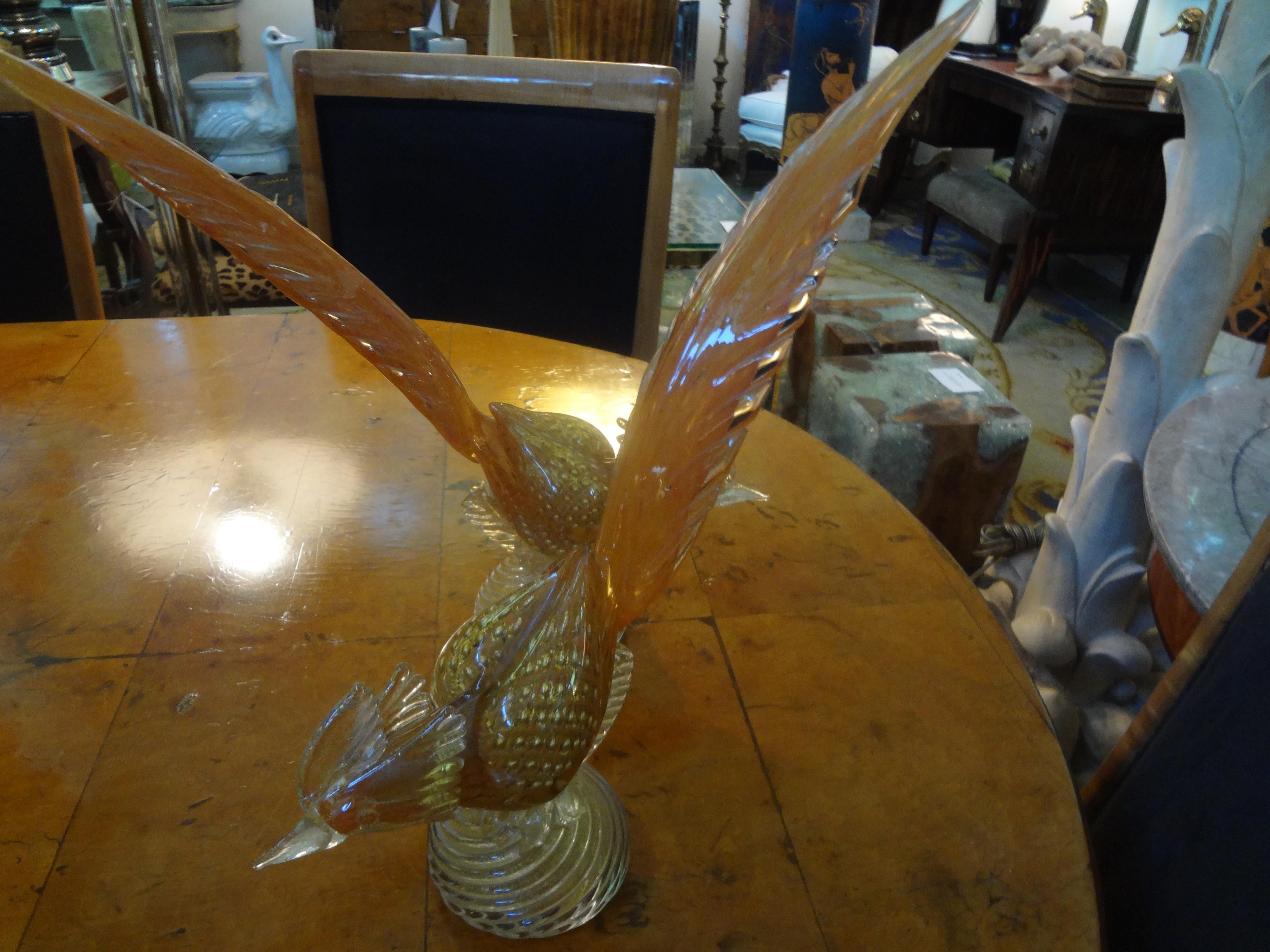 Pair of Murano Glass Pheasants, Salviati Attributed 1