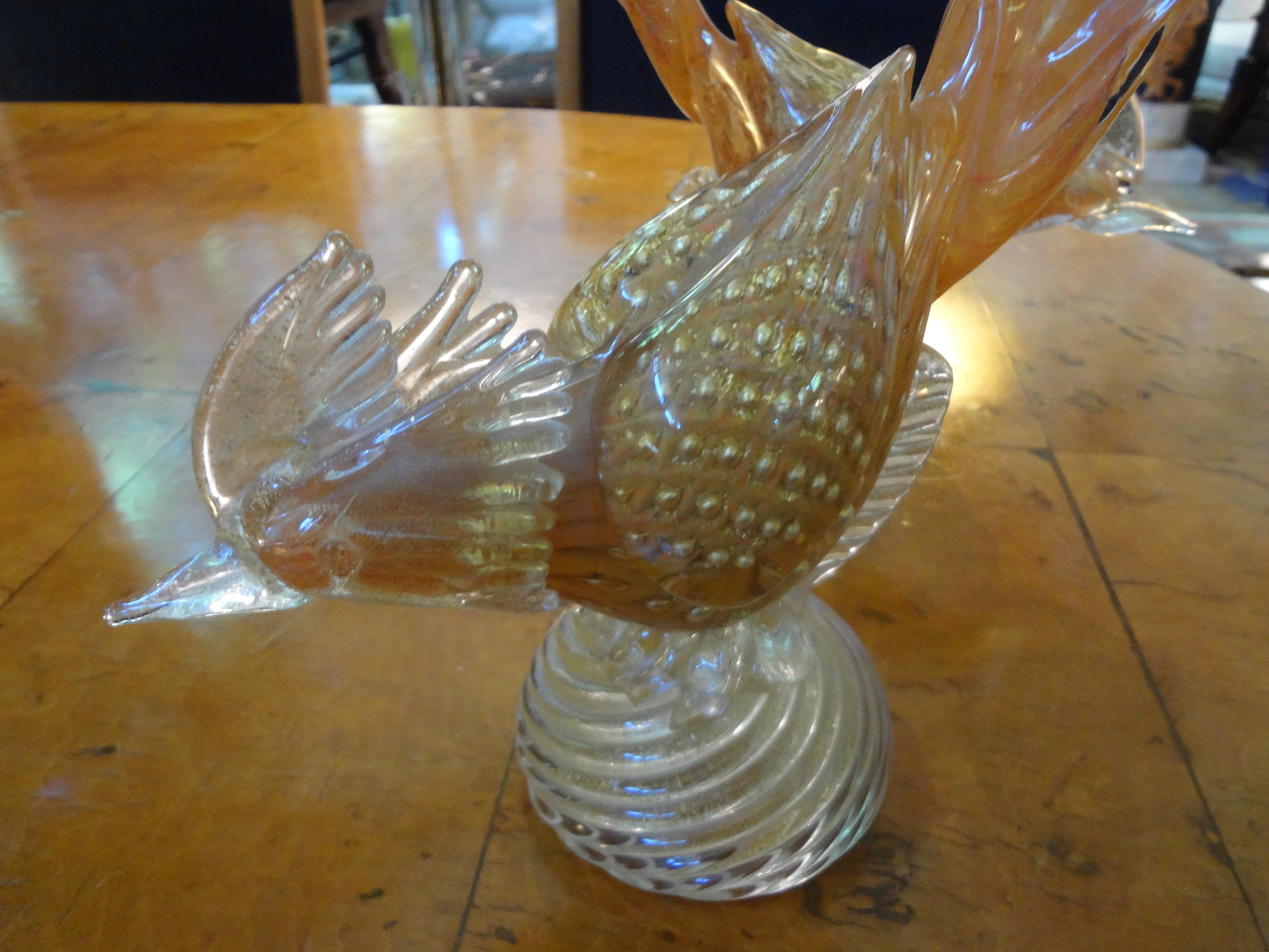 Pair of Murano Glass Pheasants, Salviati Attributed 2