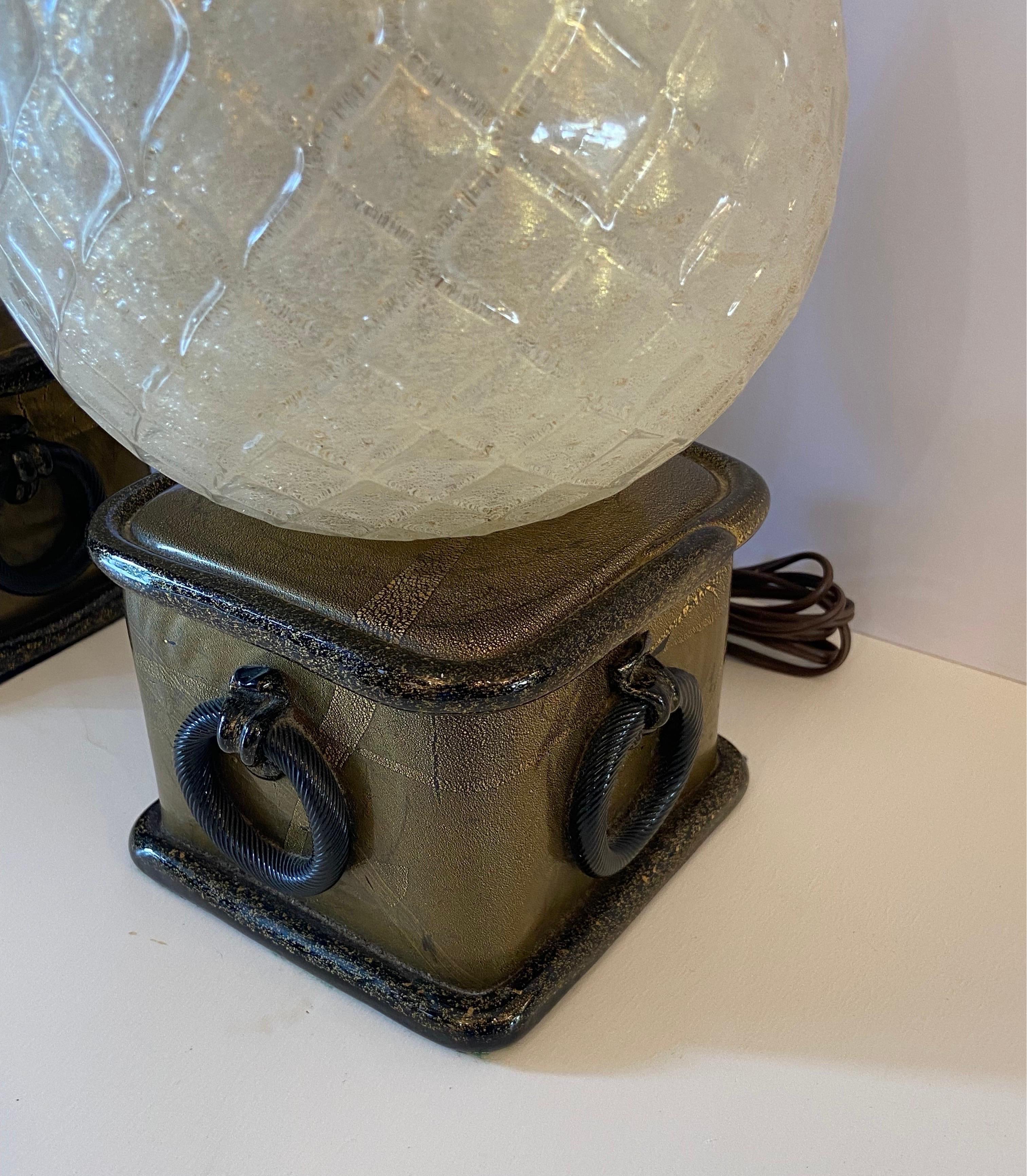 Paar Ananaslampen aus Muranoglas von Barover im Angebot 3