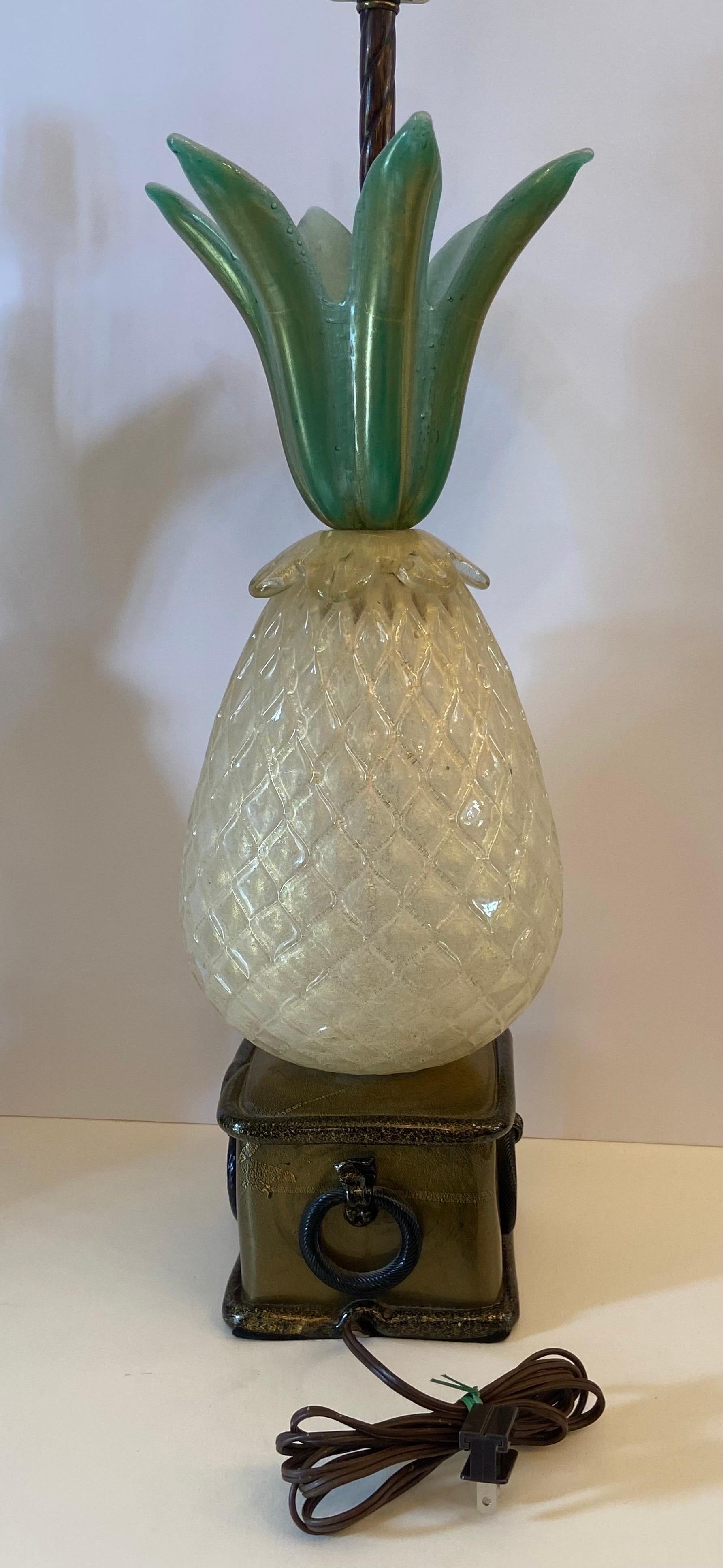 Paar Ananaslampen aus Muranoglas von Barover (Handgefertigt) im Angebot