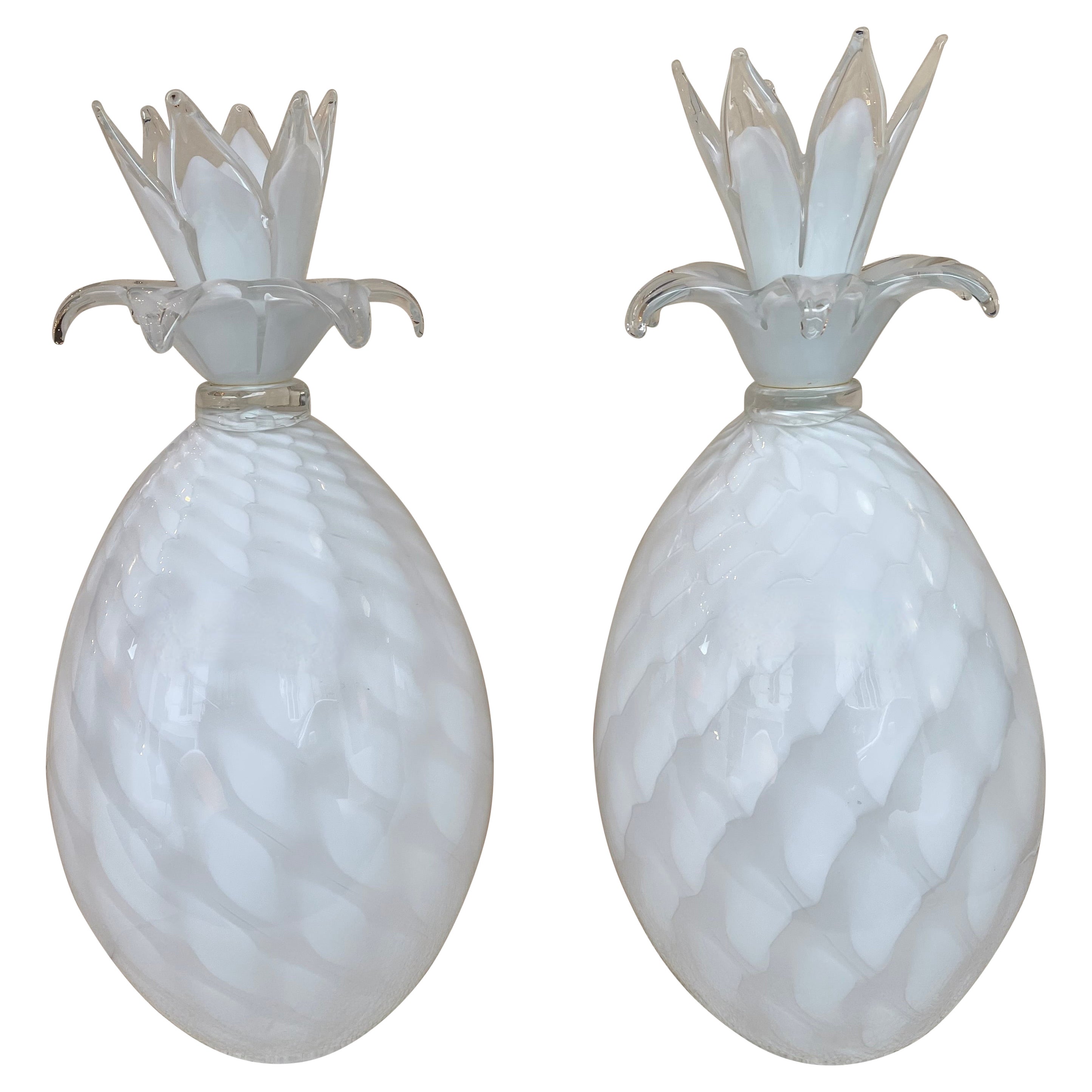 Pair of Murano Glass Pineapple Lamps by Isorivolta, Italy, 1970s