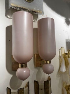 Paar von Murano Glas Rosa Matte Kegel Form Sconces
