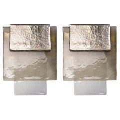 Pair of Murano Glass Placche Wall Sconces