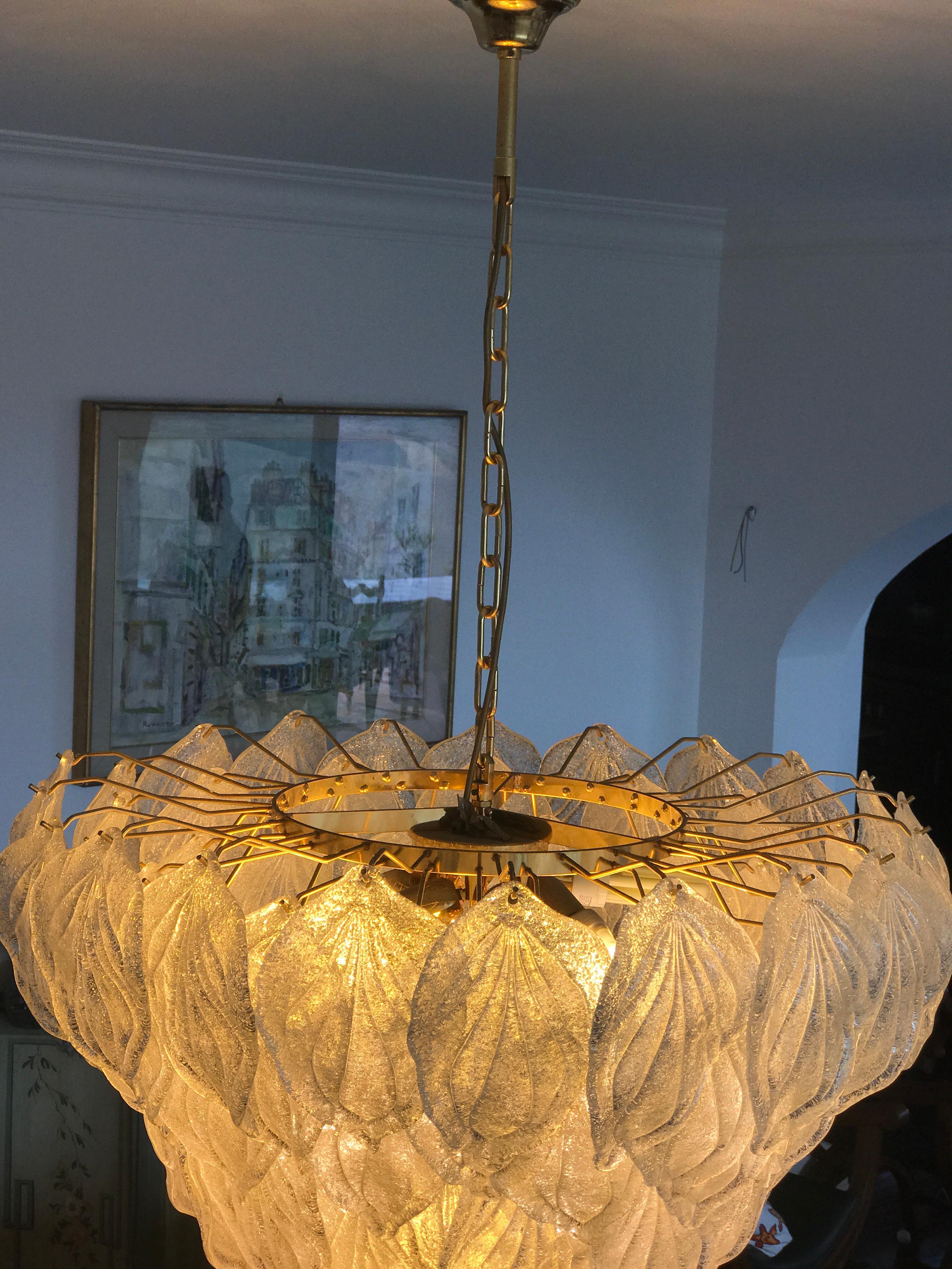Paar Polar-Kronleuchter aus Muranoglas, Italienische Moderne, 1970er Jahre im Angebot 6
