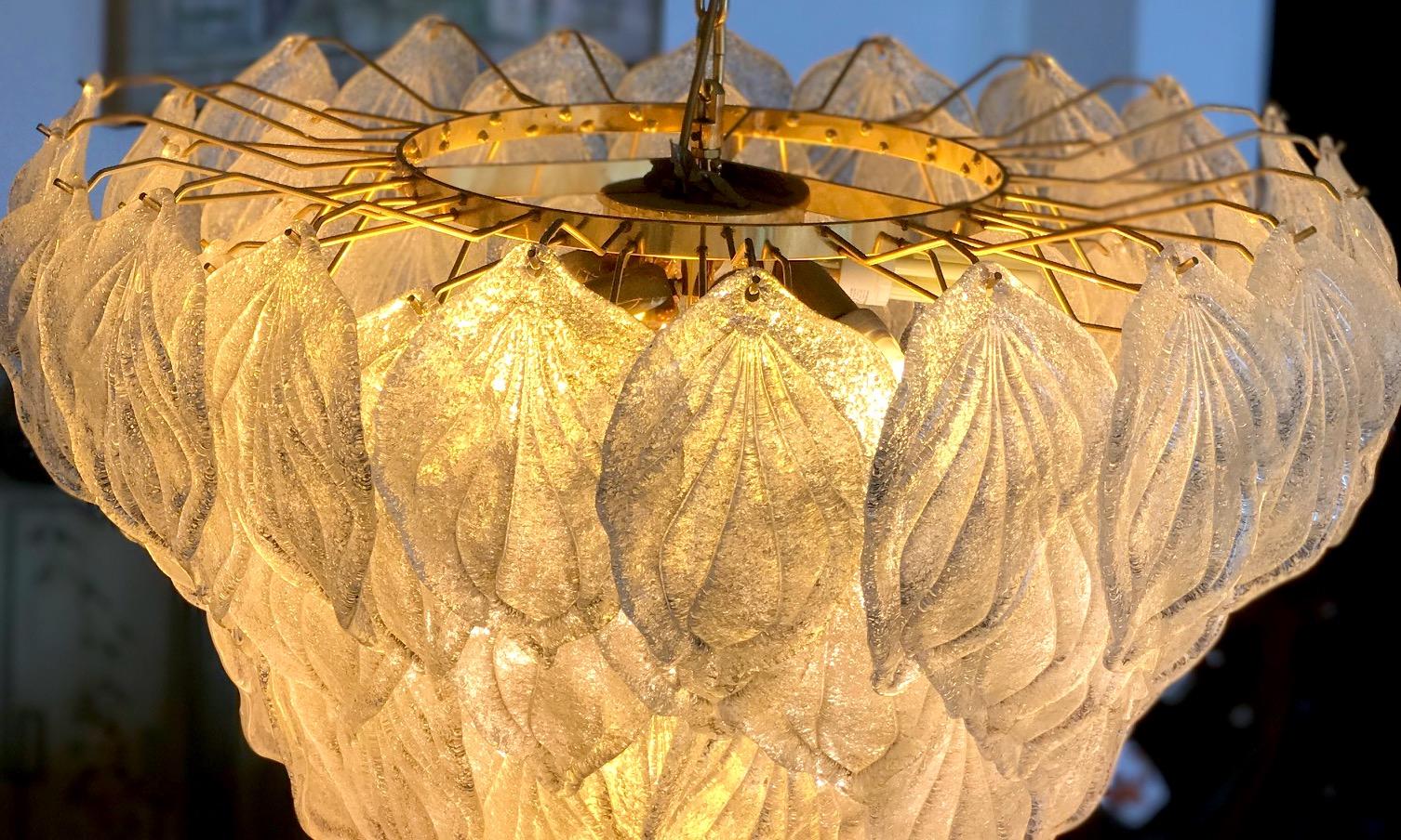 Pair of Murano Glass Polar Chandeliers Italian Modern, 1970s For Sale 9