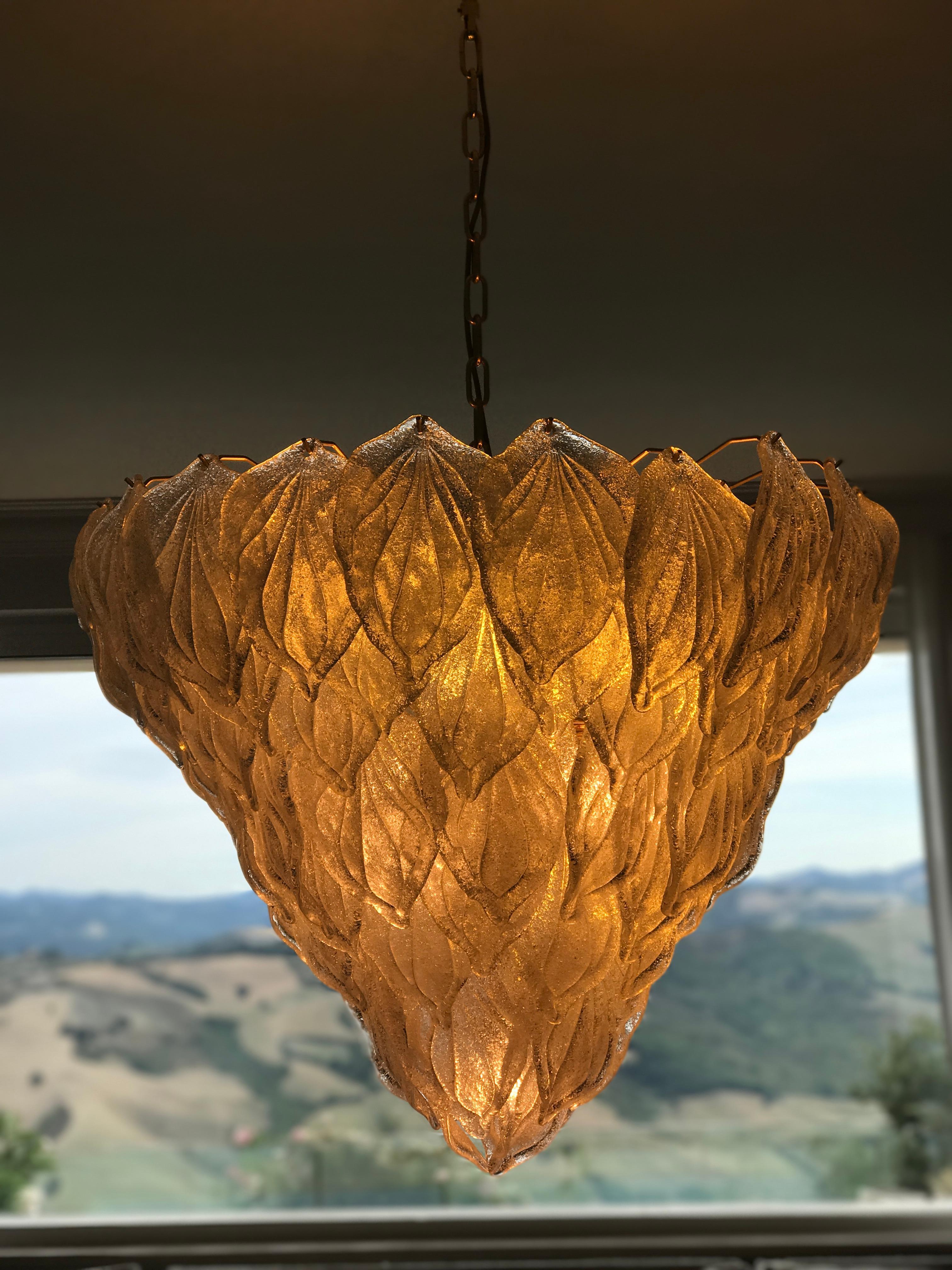 Pair of Murano Glass Polar Chandeliers Italian Modern, 1970s In Excellent Condition In Rome, IT