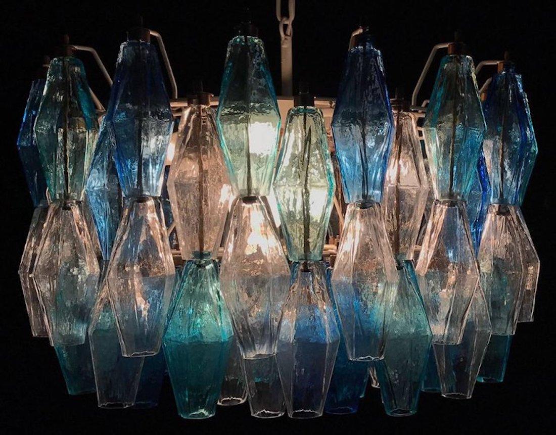 Vetro di Murano Coppia di lampadari colorati in vetro di Murano Poliedri in vendita