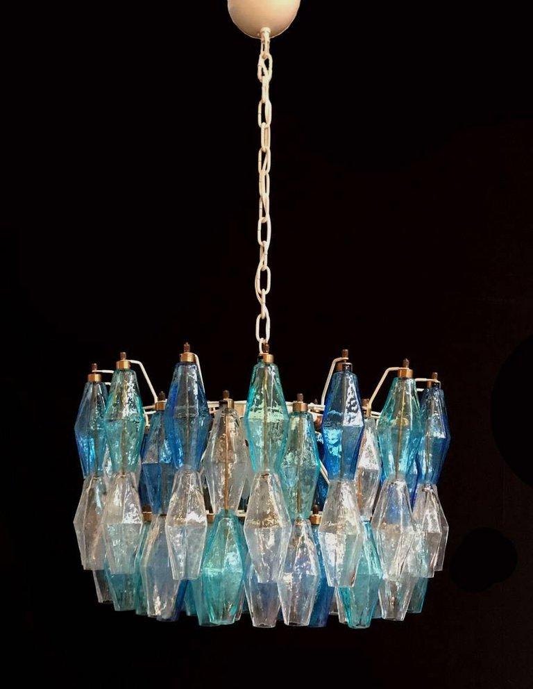Coppia di lampadari colorati in vetro di Murano Poliedri in vendita 1