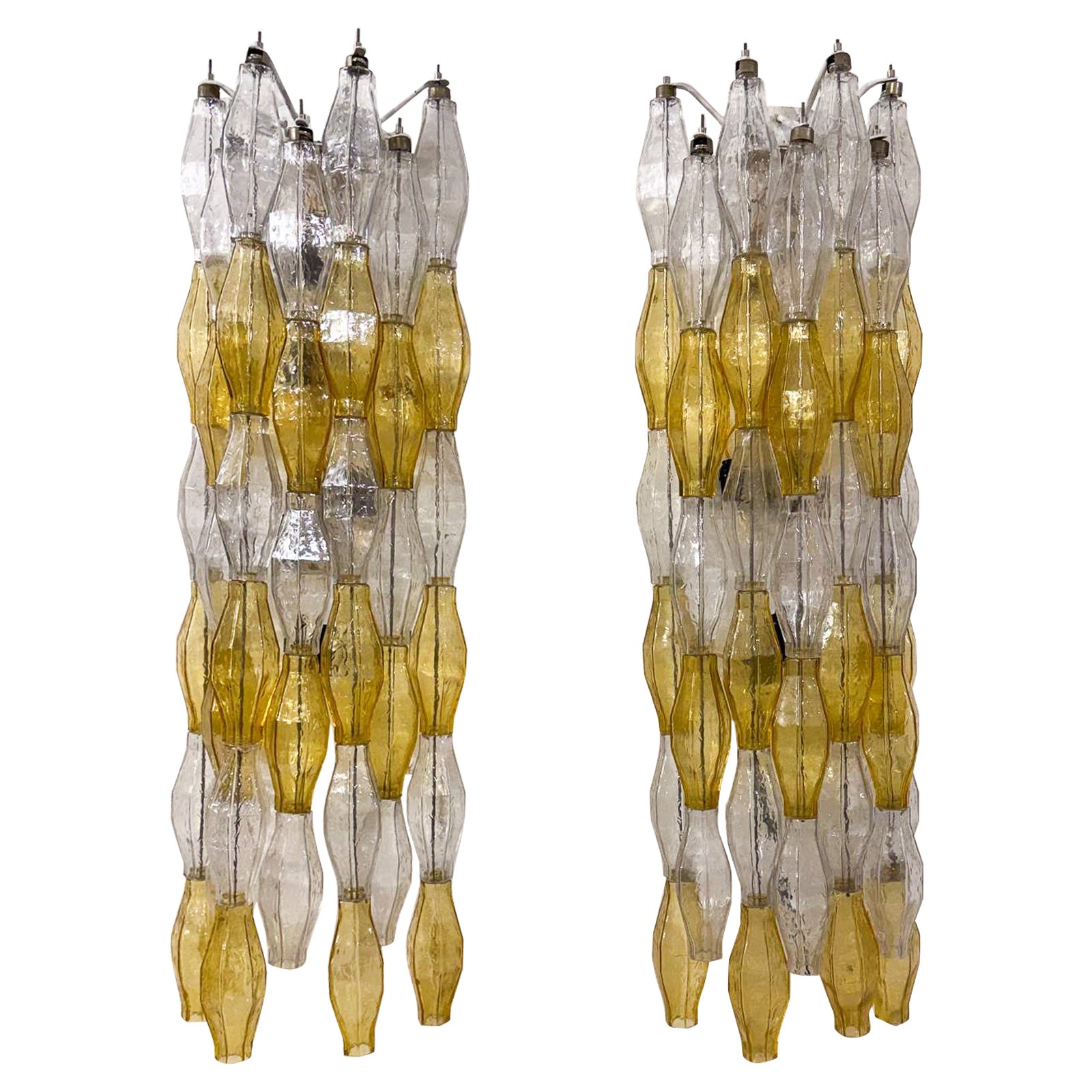 Pair of Murano Glass "Poliedri" Wall Sconces by Carlo Scarpa for Venini, 1960s For Sale