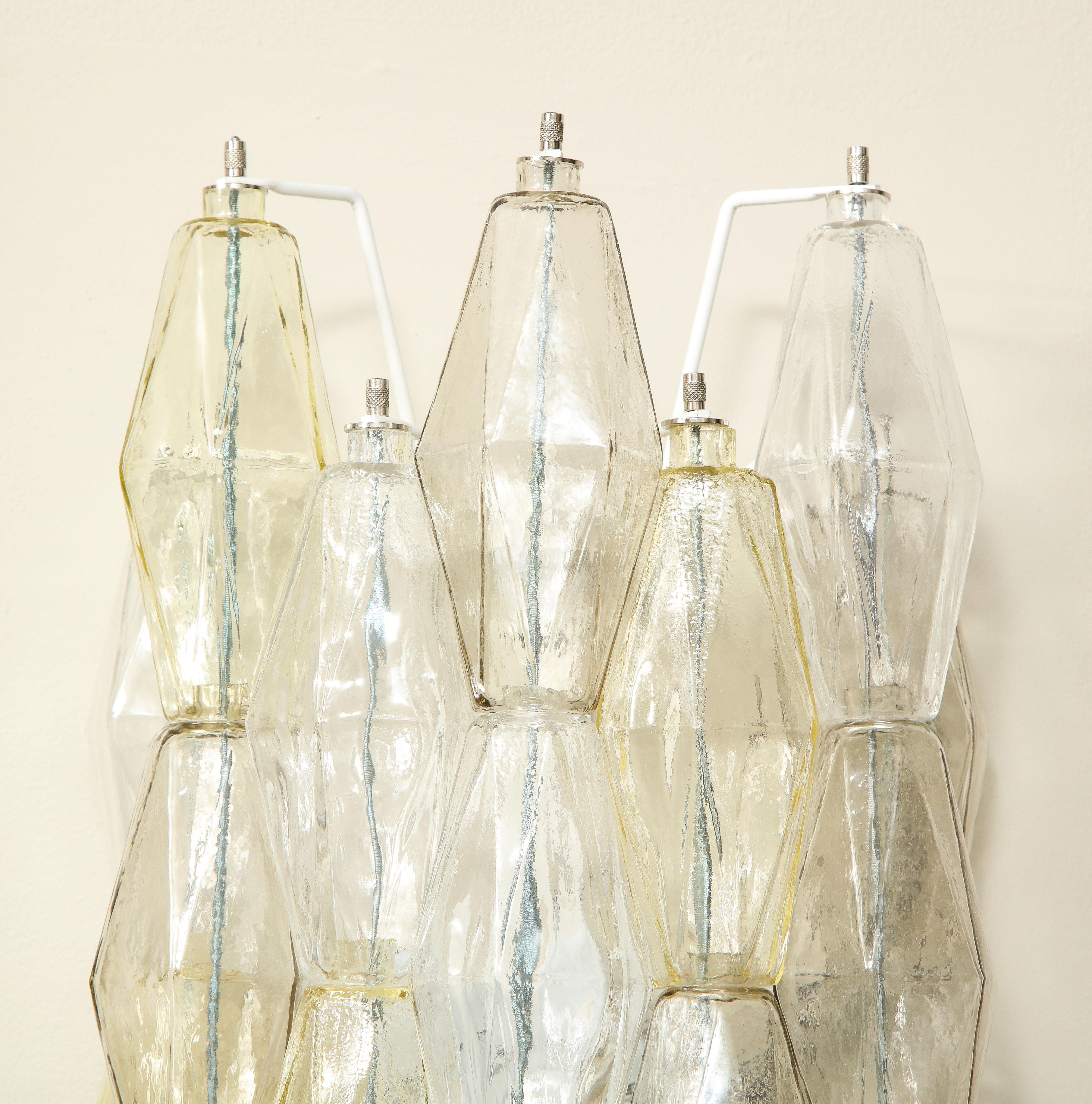 Coppia di lampade a poliedro in vetro trasparente e ambrato Artisan 2021 In condizioni Nuovo in vendita a New York, NY