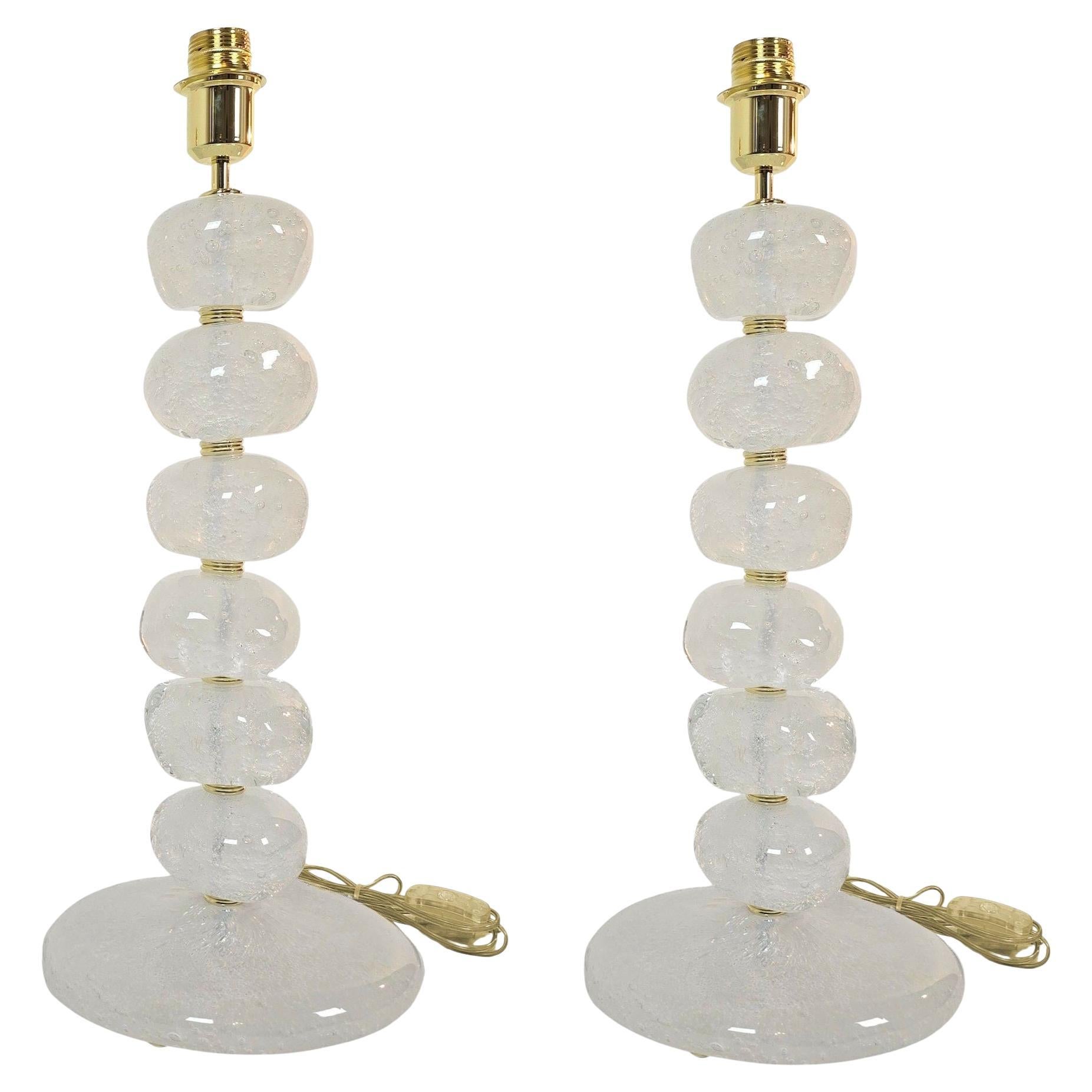 Pareja de lámparas de mesa rocas de cristal de Murano