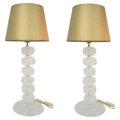 Mid-Century Modern Murano Glass Table Lamps Italy, Pulegoso Technique, a Pair
